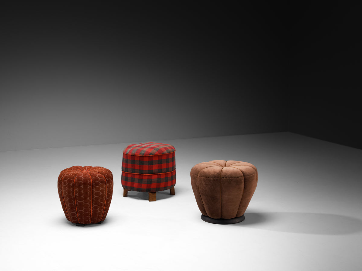 Jindrich Halabala Stools in Decorative Upholstery Seating Morentz