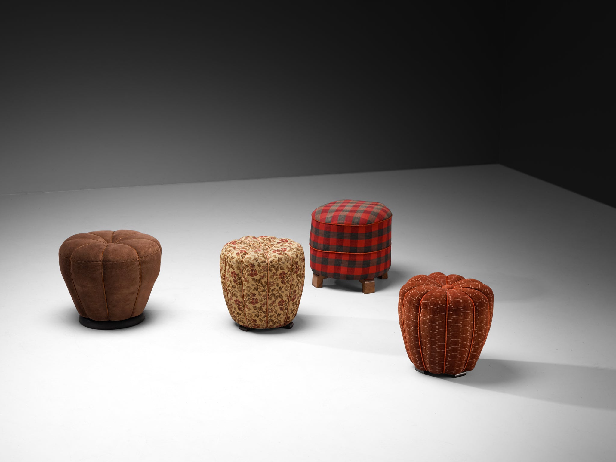 Jindrich Halabala Stools in Decorative Upholstery Seating Morentz