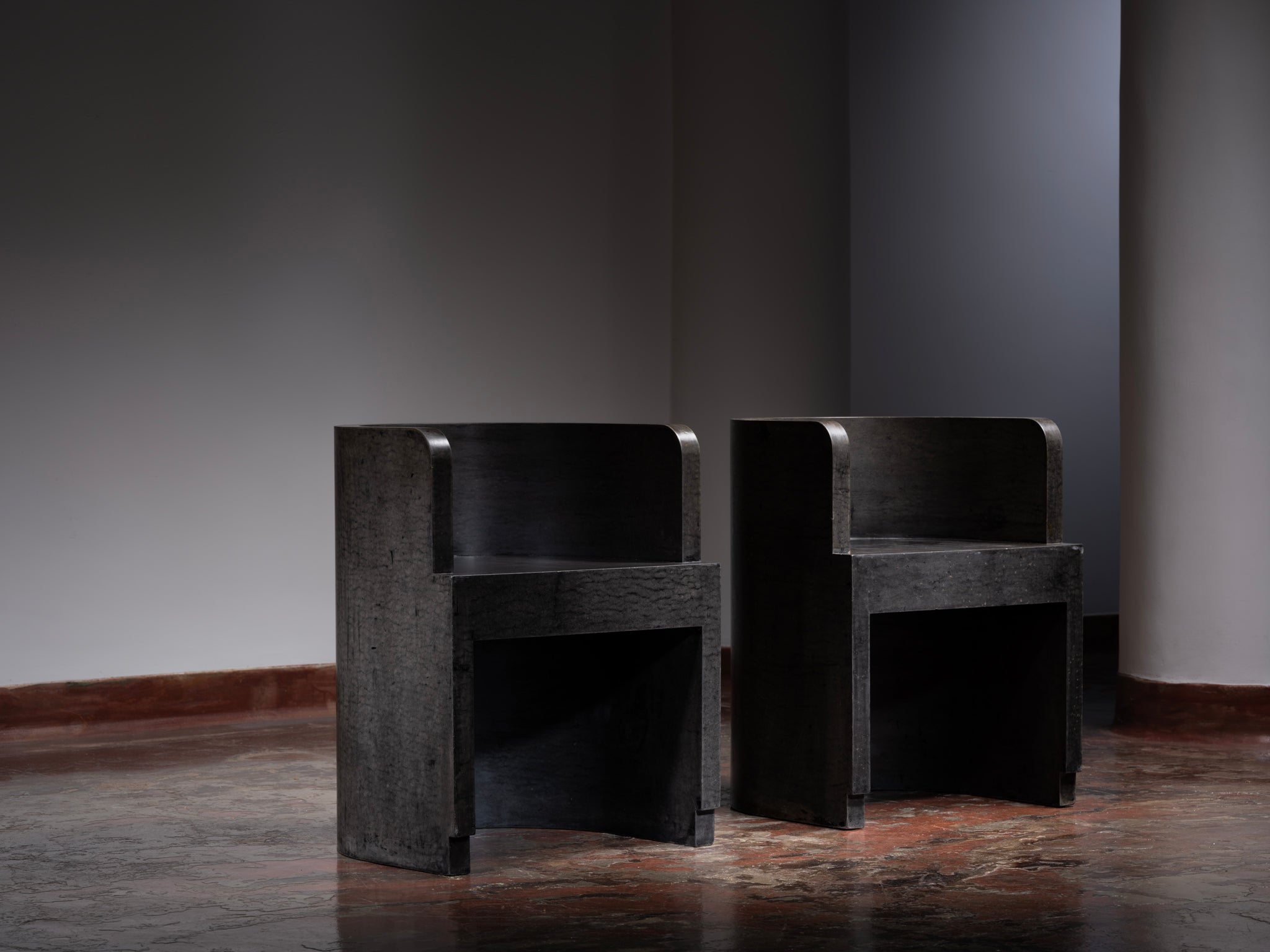 Giuseppe Pagano Pogatschnig & Gino Levi Montalcini for F.I.P. Curved Chairs in Black Buxus