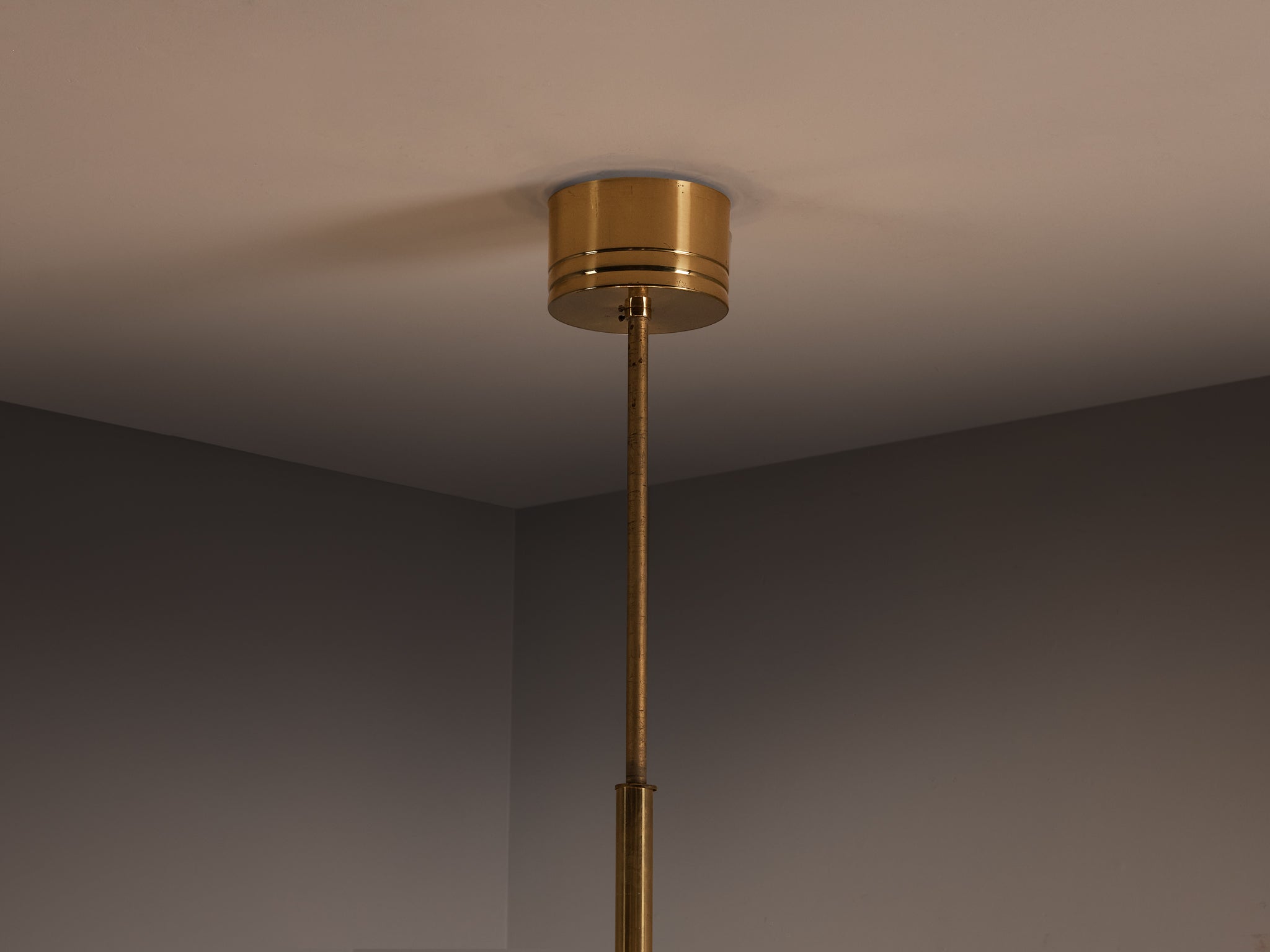 Large Mid Century Modern Glass & Brass Chandelier 97cm/38in Wide Lighting Morentz