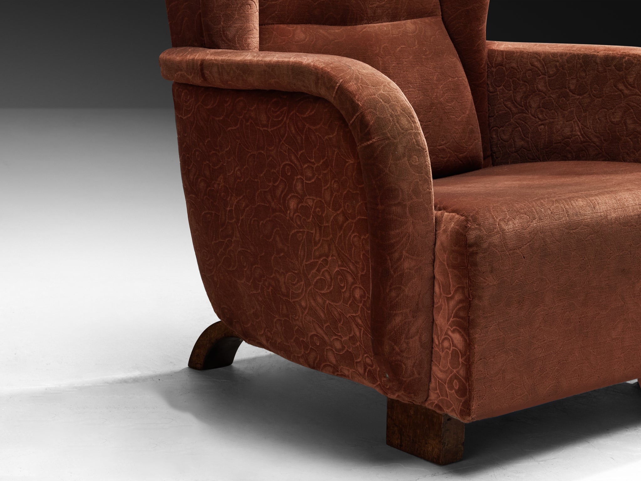 Lounge Chair in Walnut and Fabric 1950s Seating Morentz
