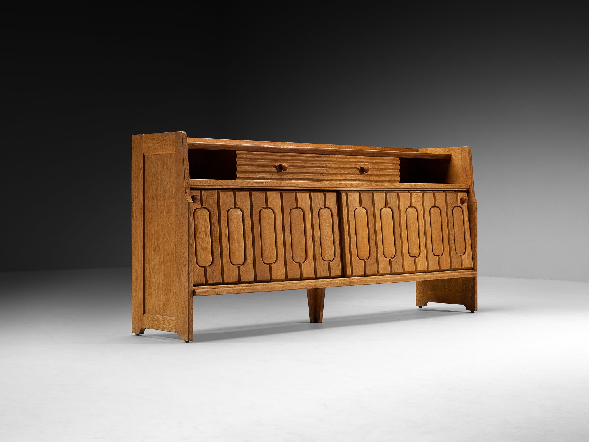 Guillerme et Chambron Sideboard in Oak with Ceramic Case pieces and storage cabinets Morentz