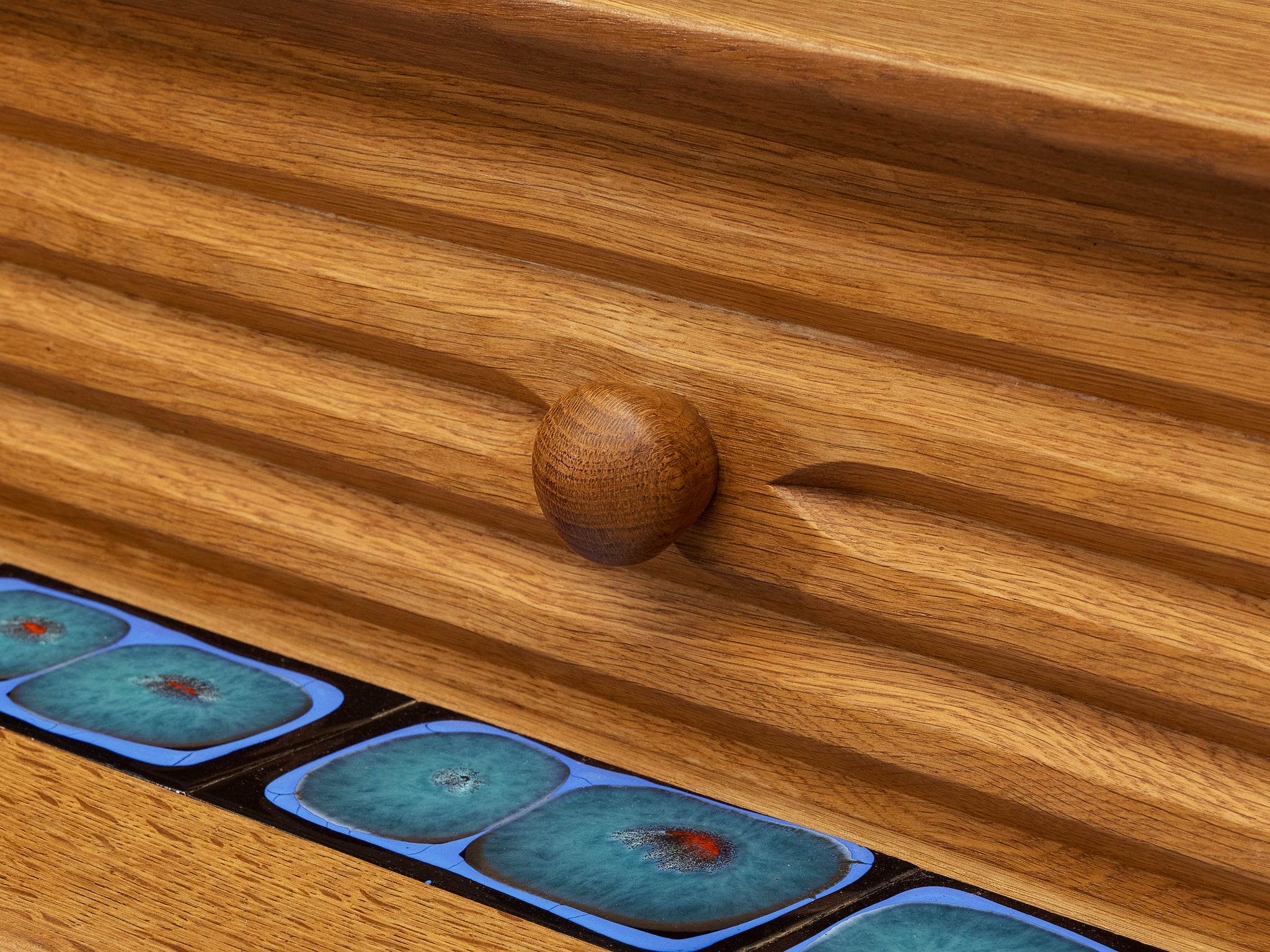 Guillerme et Chambron Sideboard in Oak with Ceramic Case pieces and storage cabinets Morentz