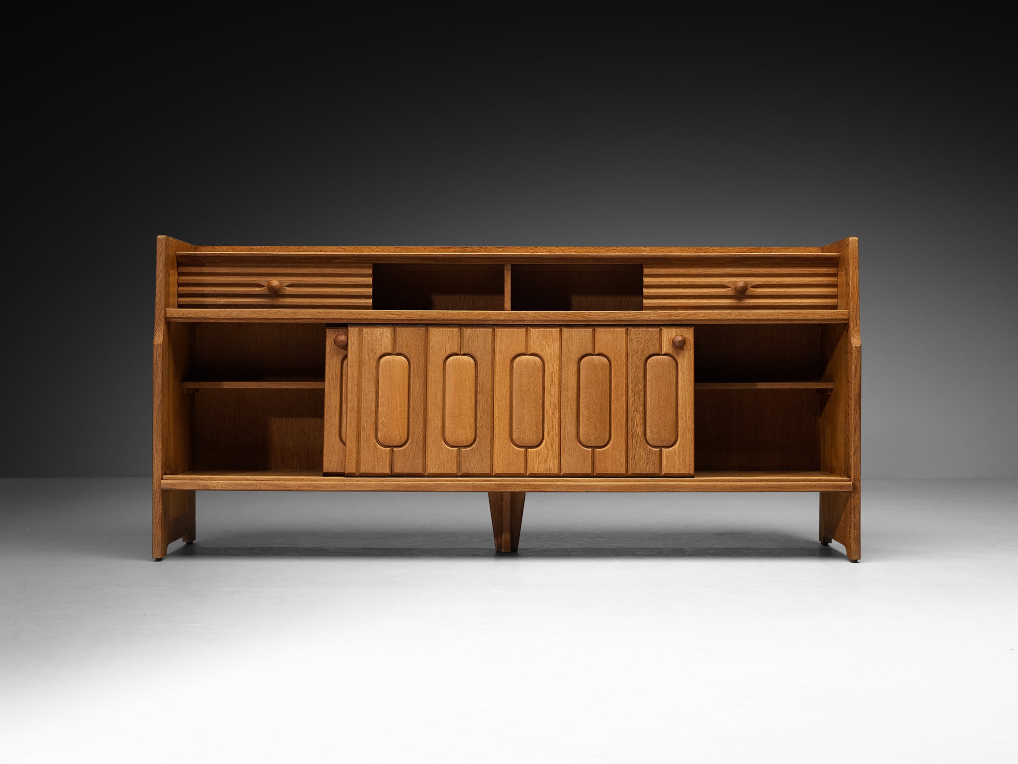 Guillerme et Chambron Sideboard in Oak with Ceramic Case pieces and storage cabinets Morentz