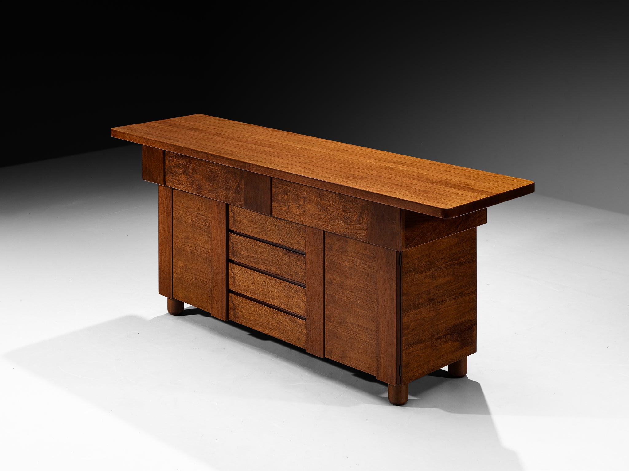 Architectural Mid-Century Sideboard in Mahogany Case pieces and storage cabinets Morentz