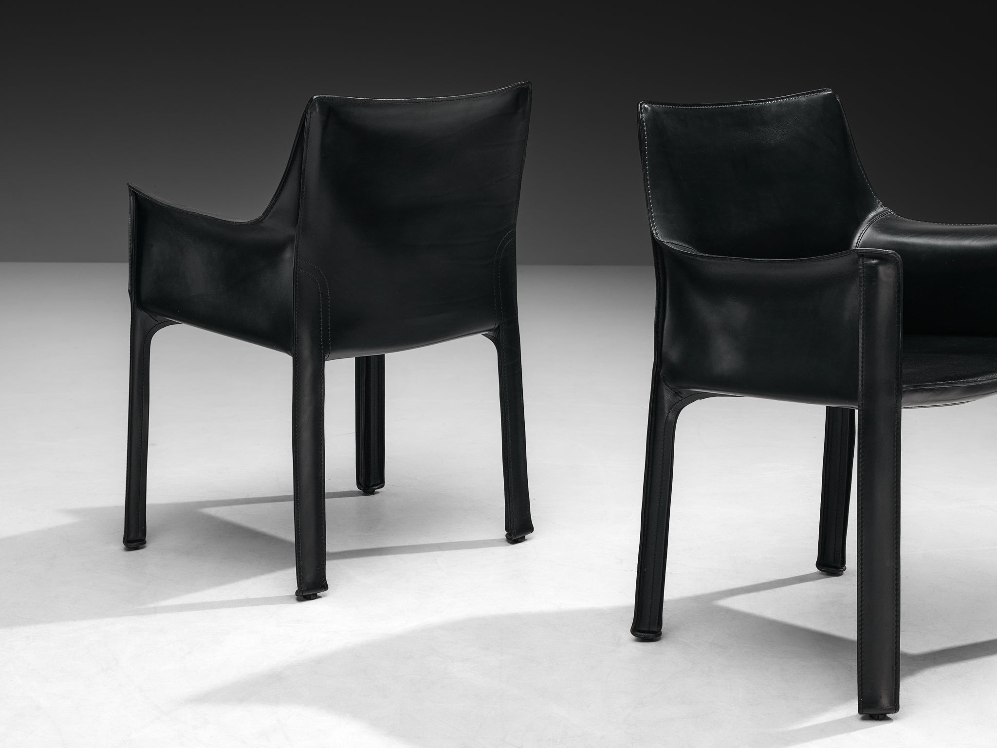 Mario Bellini Set of Six 'CAB 413' Dining Chairs in Black Leather