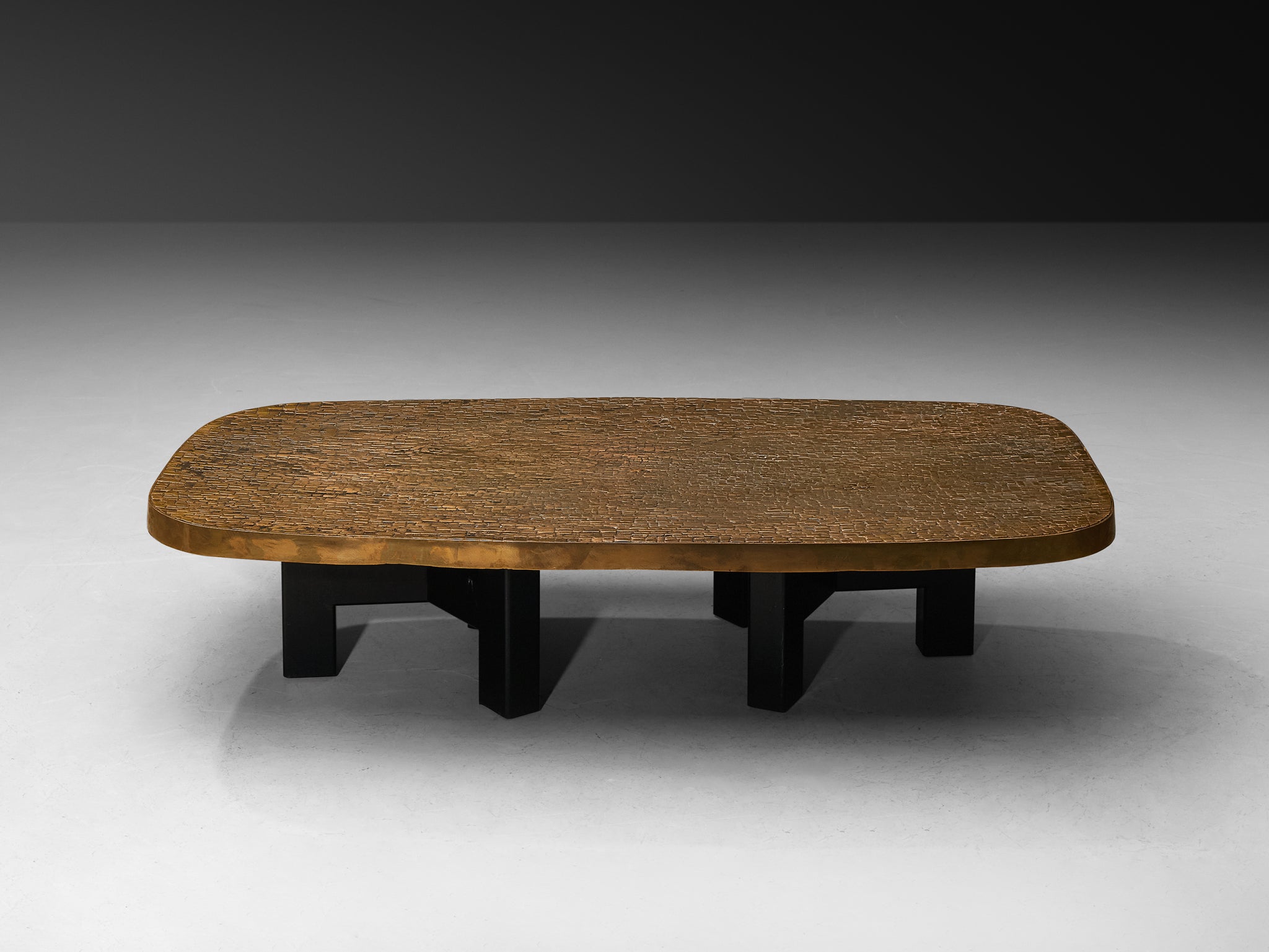Early and Rare Ado Chale 'Relief d'Agate' Coffee Table in Bronze Mosaic Tables Morentz