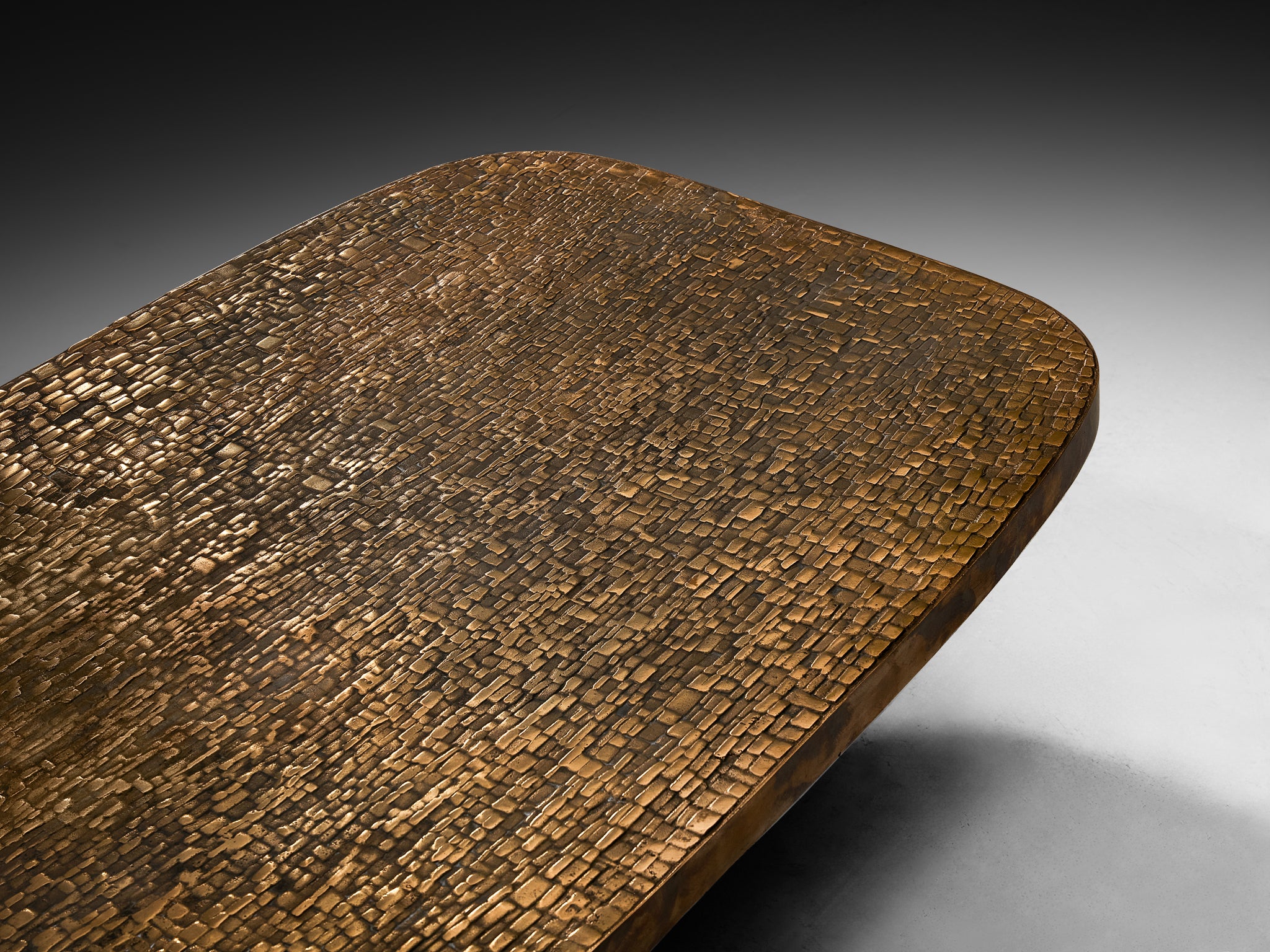 Ado Chale Early and Rare 'Relief d'Agate' Coffee Table in Bronze Mosaic