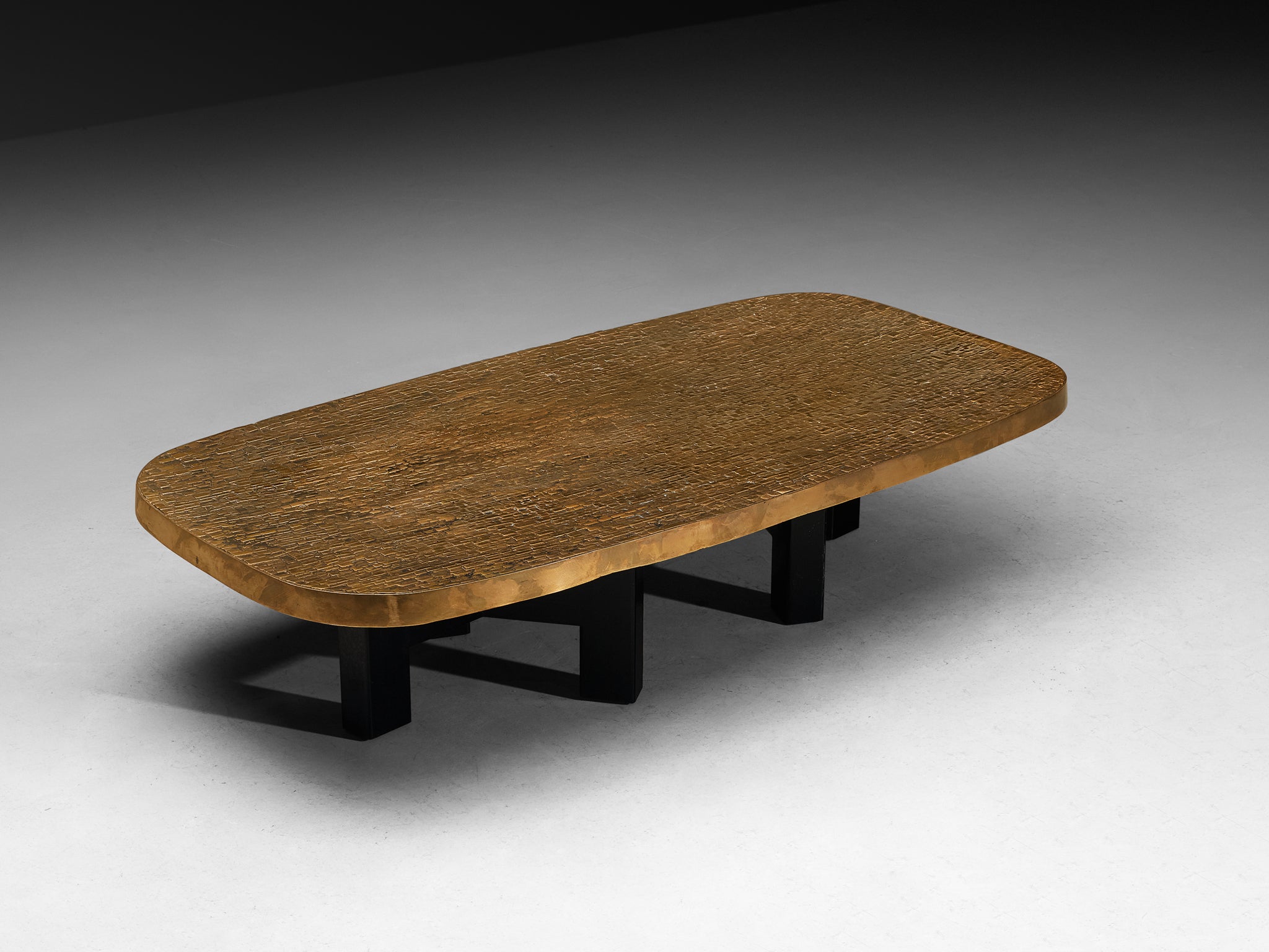 Ado Chale Early and Rare 'Relief d'Agate' Coffee Table in Bronze Mosaic