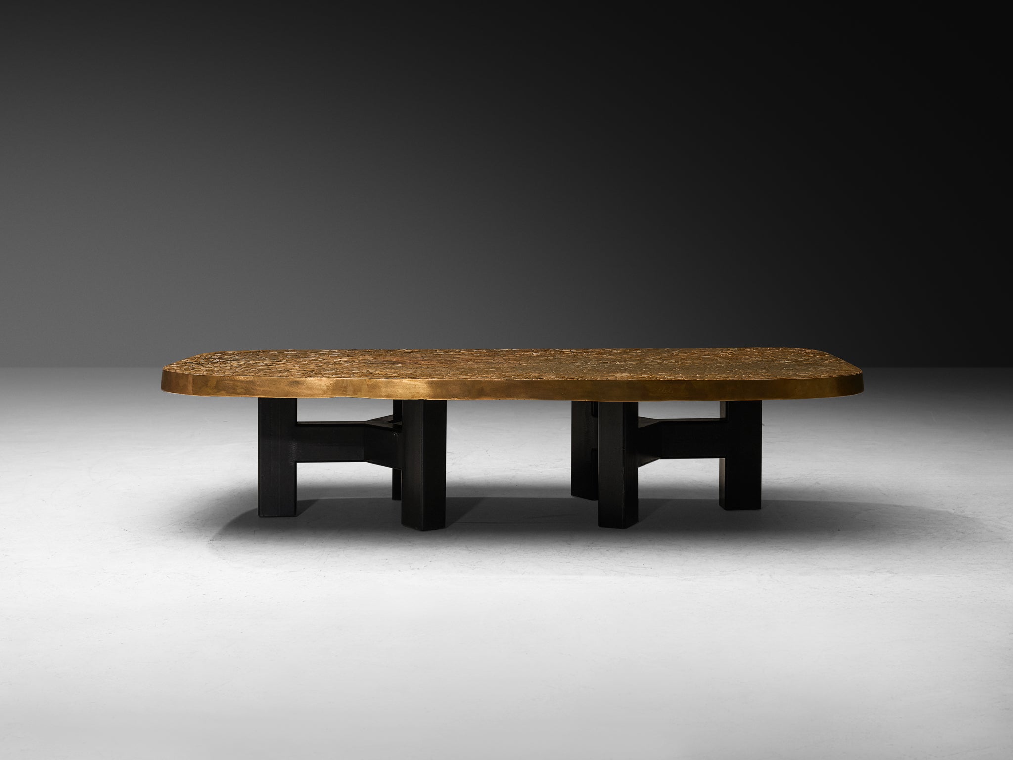 Ado Chale Early and Rare 'Relief d'Agate' Coffee Table in Bronze Mosaic