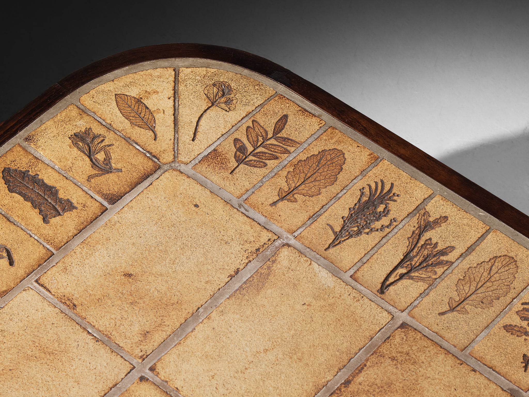 Roger Capron Coffee Tables with Floral Imprinted Ceramic Tiles Tables Morentz