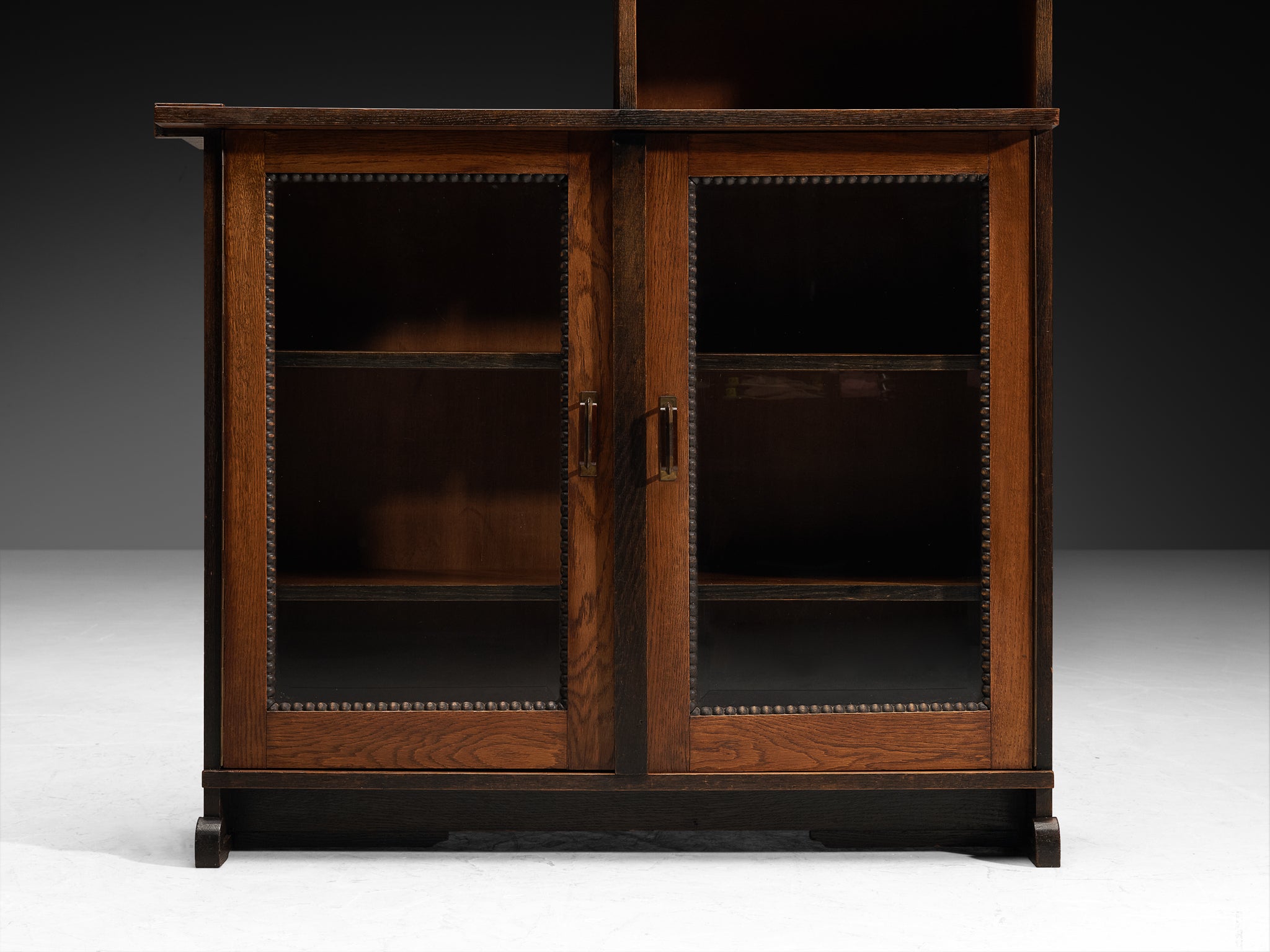 Dutch Art Deco Cabinet in Oak Glass and Brass Case pieces and storage cabinets Morentz