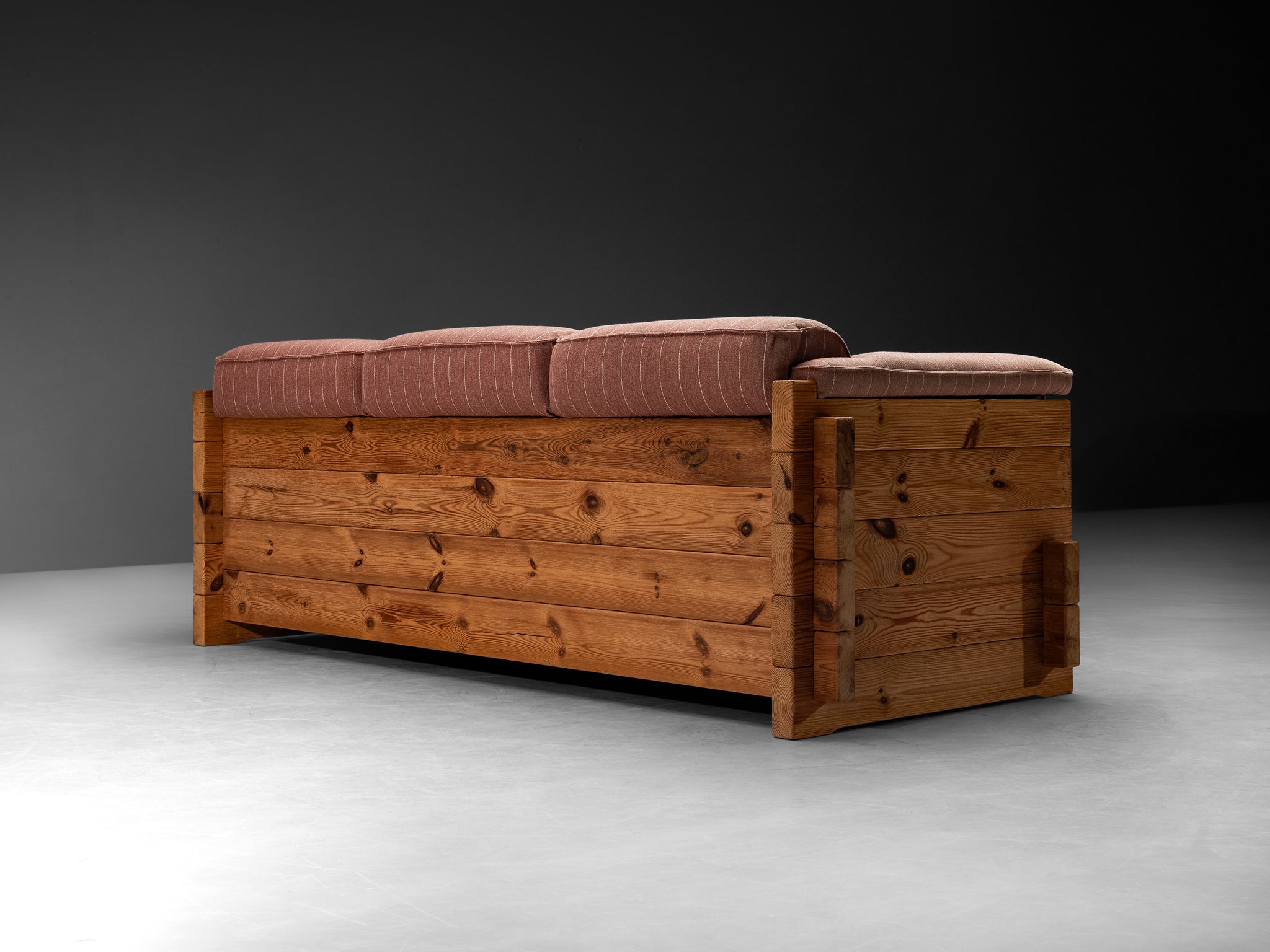 Hans Jørgen Frydendal for Modul Bygge System Sofa in Solid Pine and Dusty Rose Upholstery Seating Morentz