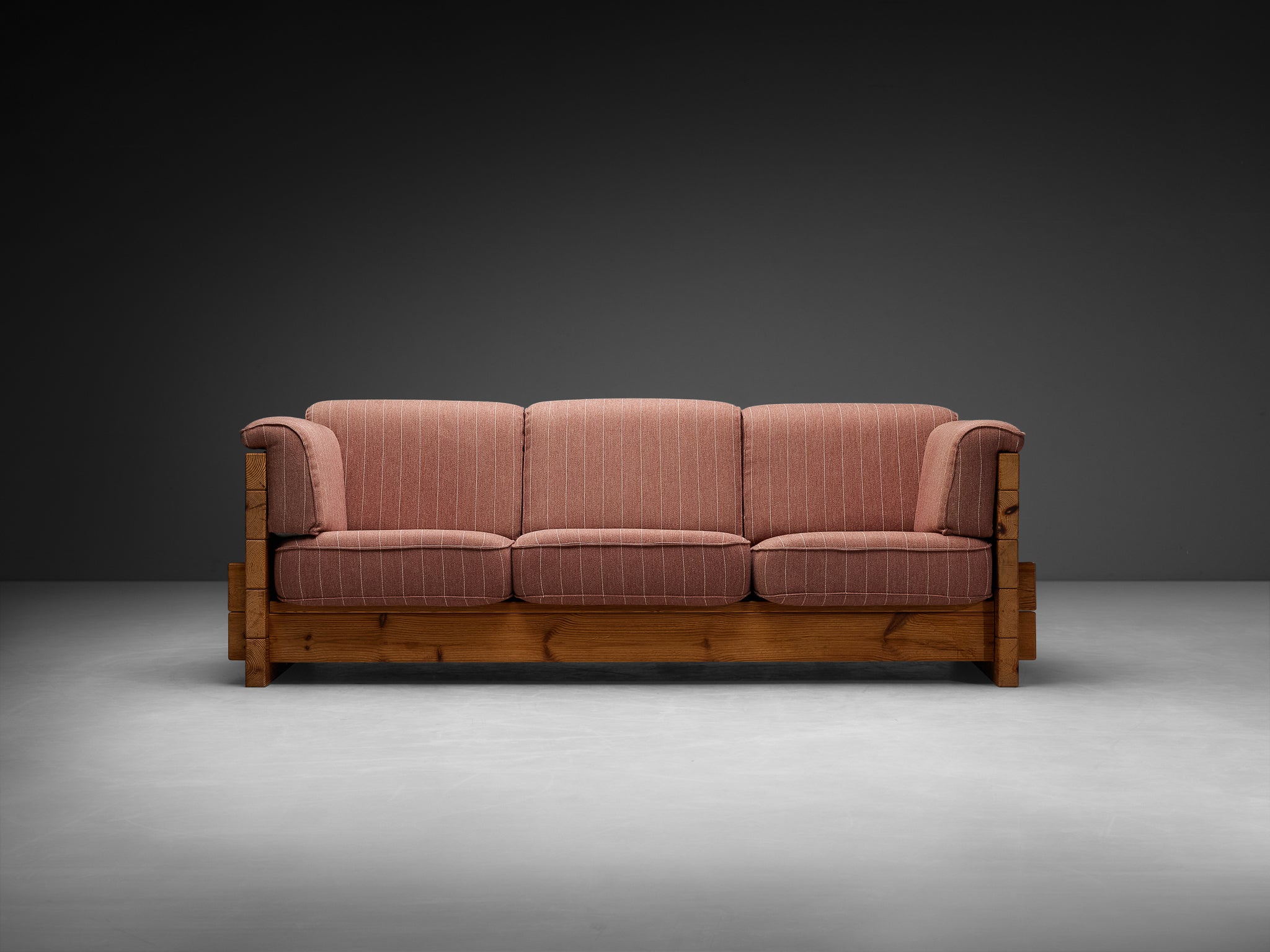 Hans Jørgen Frydendal for Modul Bygge System Sofa in Solid Pine and Dusty Rose Upholstery Seating Morentz