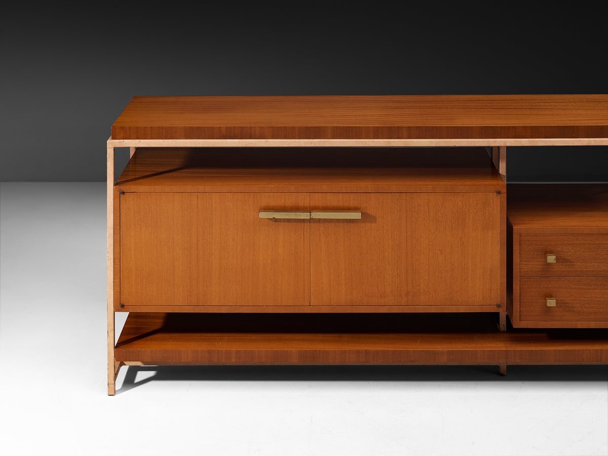 Mid-Century Sideboard with Leather-Wrapped Steel Frame and Mahogany Case pieces and storage cabinets Morentz