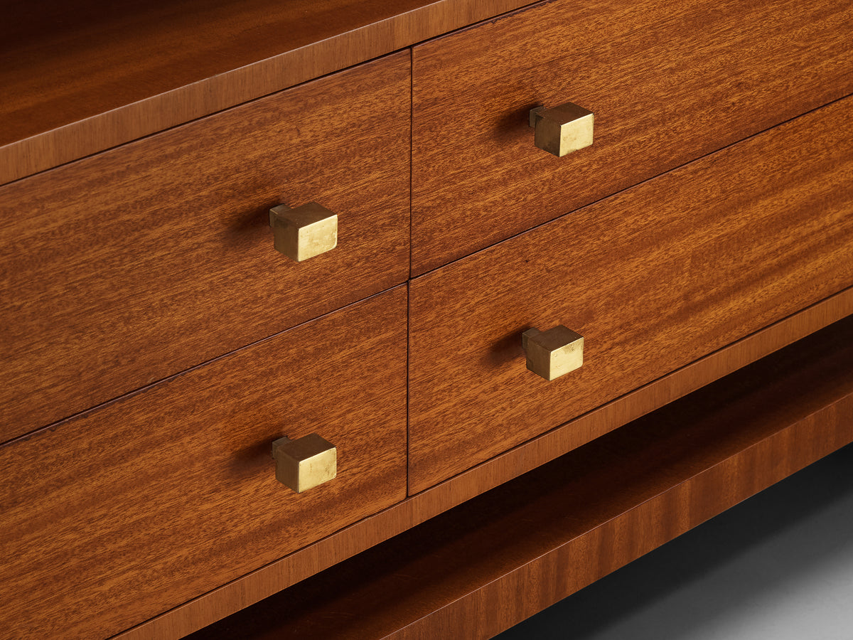 Mid-Century Sideboard with Leather-Wrapped Steel Frame and Mahogany Case pieces and storage cabinets Morentz
