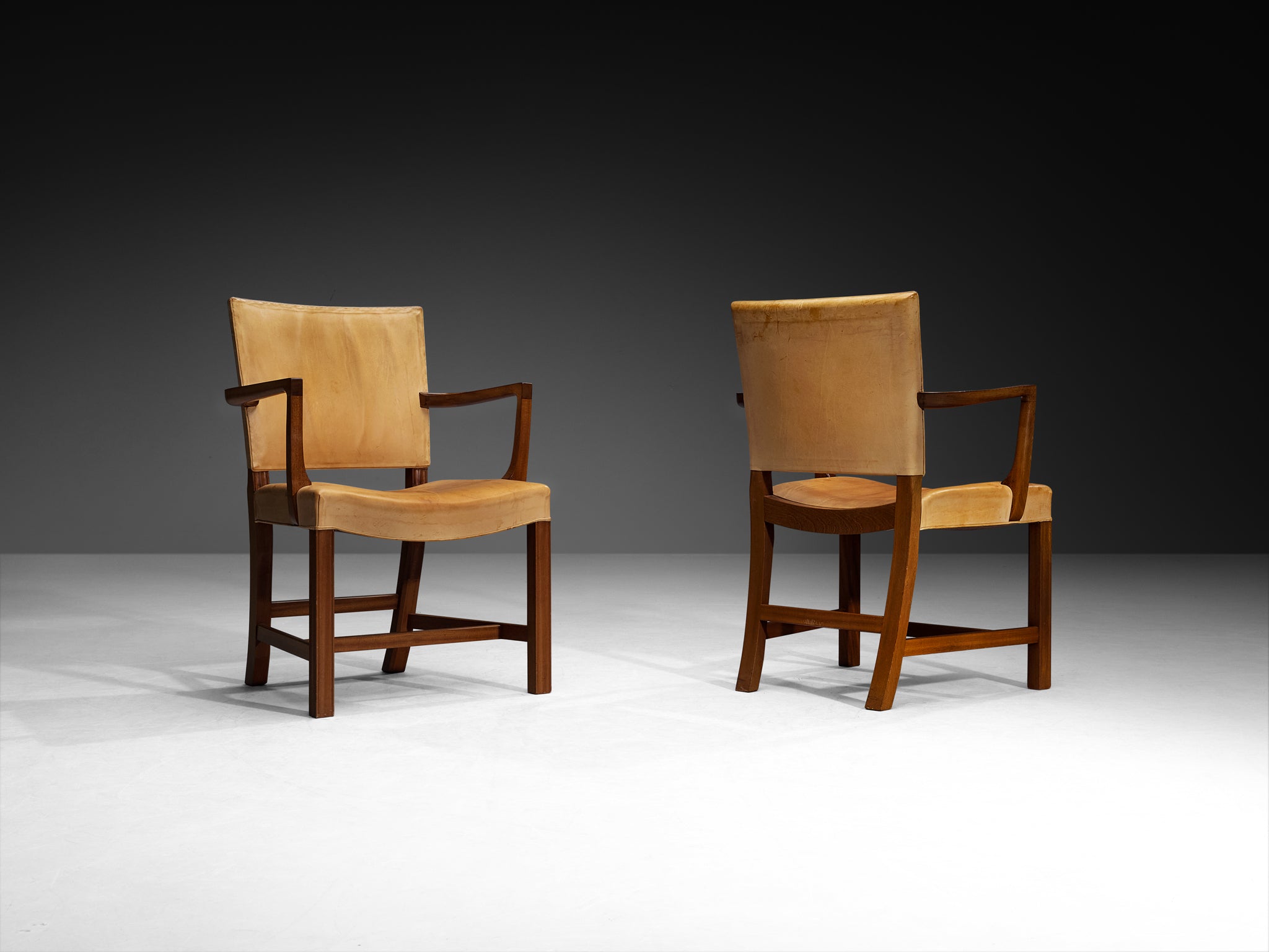 Kaare Klint for Rud. Rasmussens Snedkerier Set of Four '3758A' Armchairs in Mahogany and Leather Seating Morentz