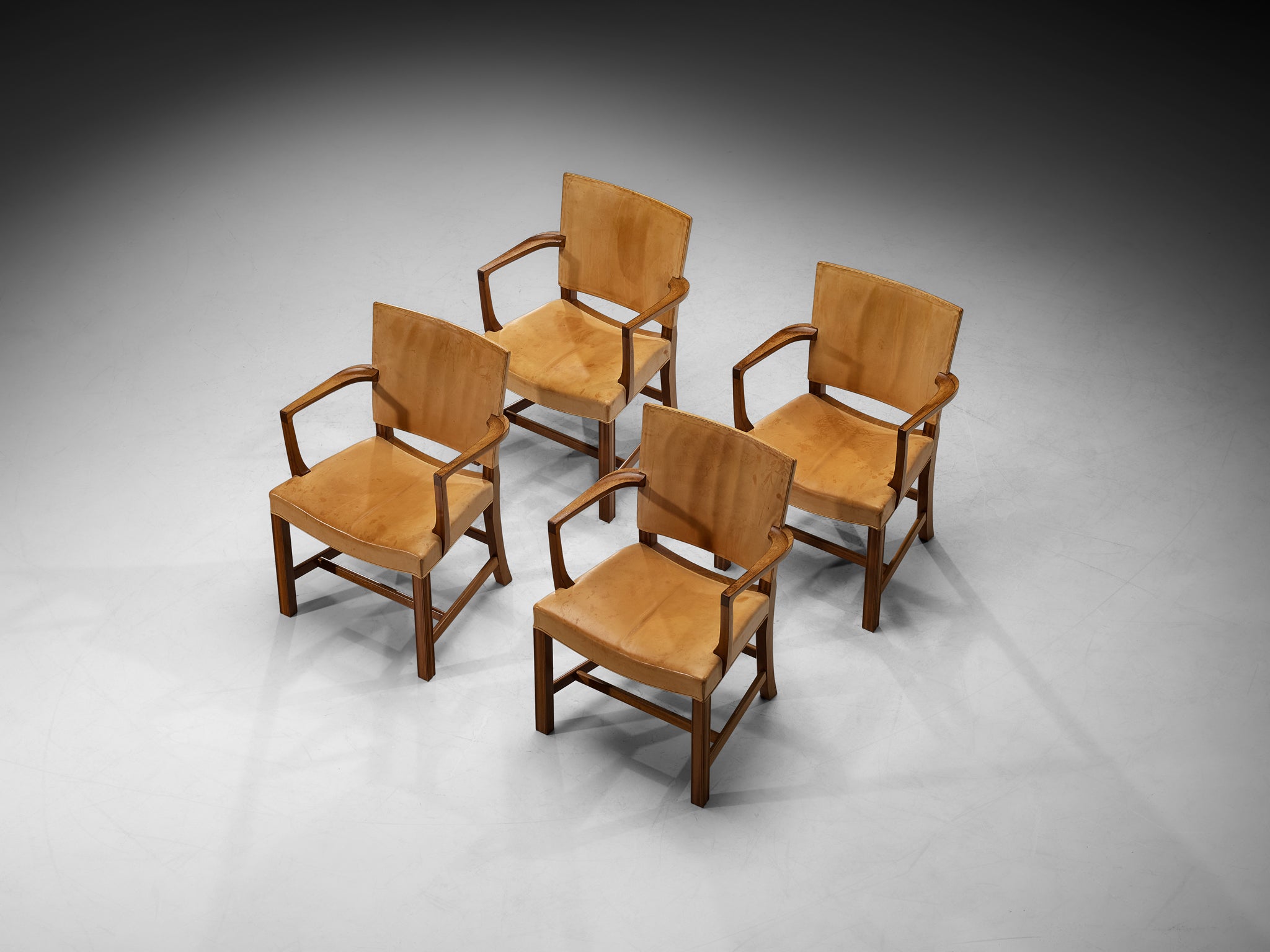 Kaare Klint for Rud. Rasmussens Snedkerier Set of Four '3758A' Armchairs in Mahogany and Leather Seating Morentz
