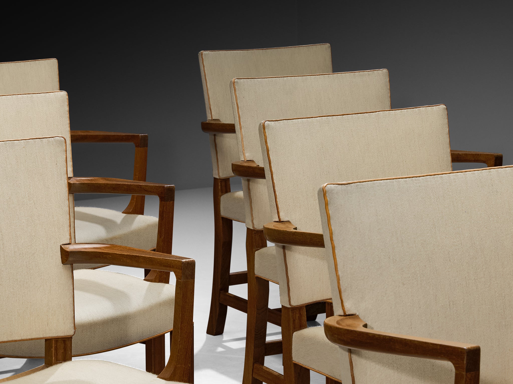 Kaare Klint for Rud. Rasmussens Snedkerier Set of Ten '3758A' Armchairs in Mahogany Seating Morentz