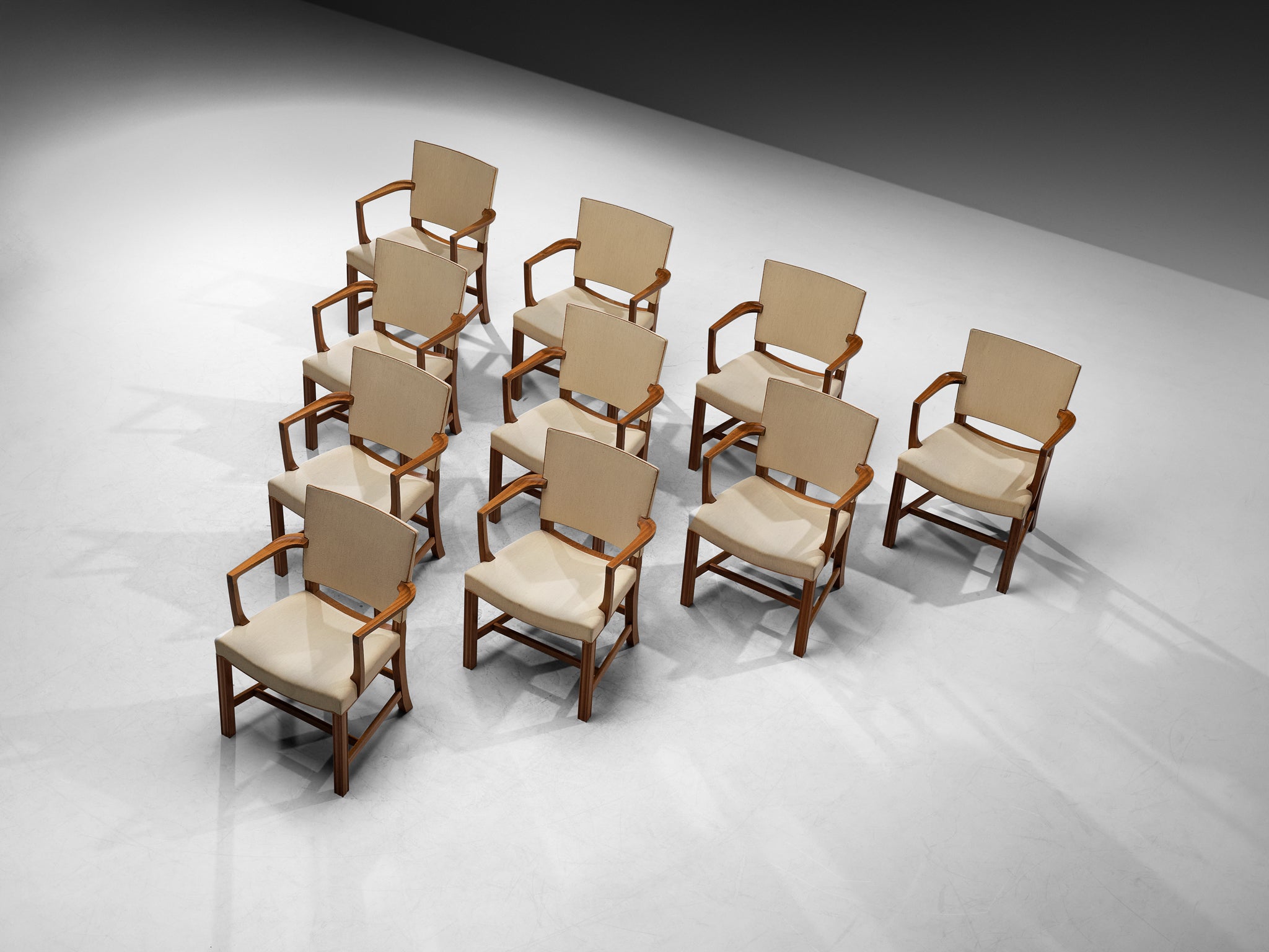 Kaare Klint for Rud. Rasmussens Snedkerier Set of Ten '3758A' Armchairs in Mahogany Seating Morentz