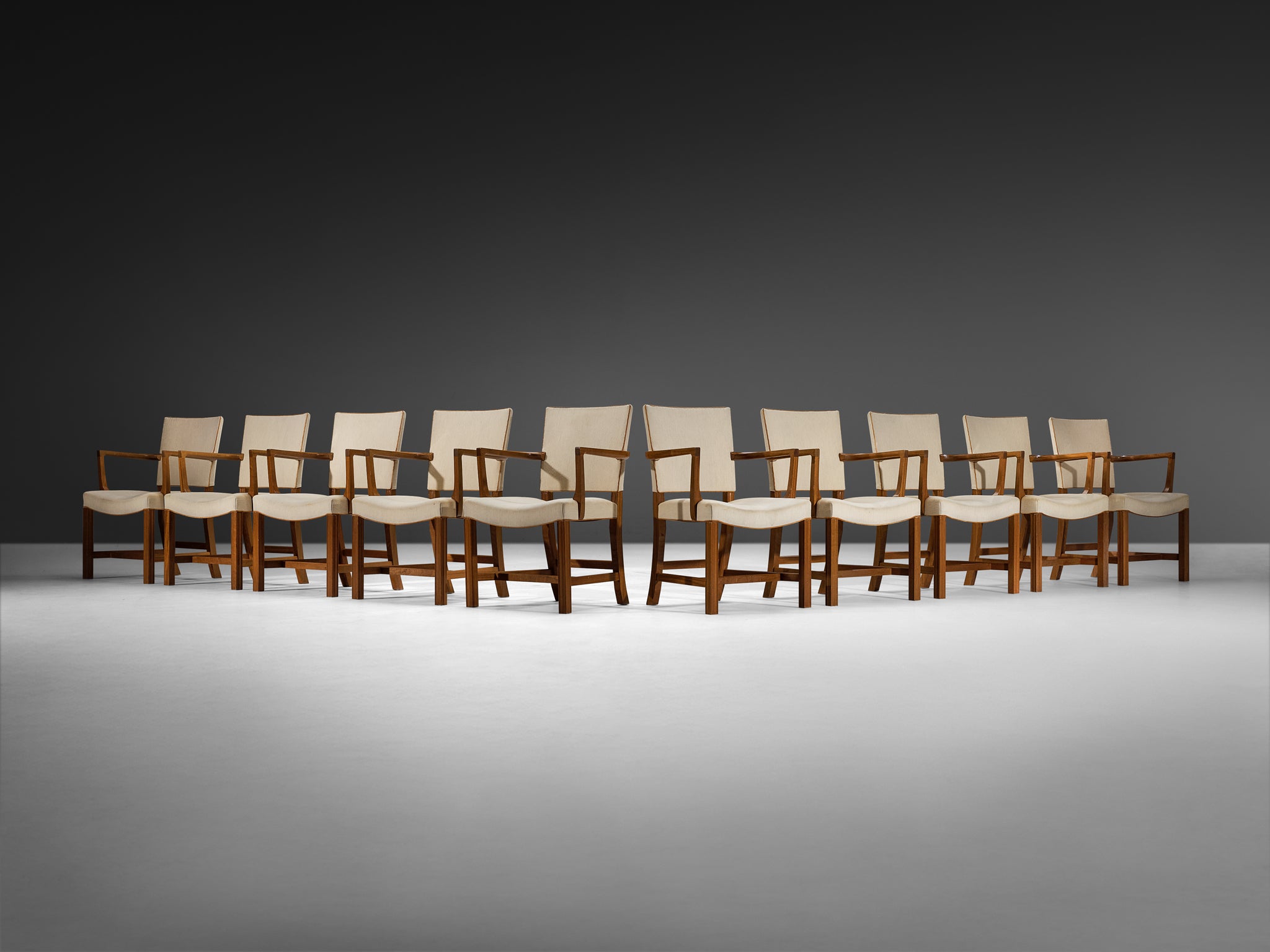 Kaare Klint for Rud. Rasmussens Snedkerier Set of Ten '3758A' Armchairs in Mahogany Seating Morentz