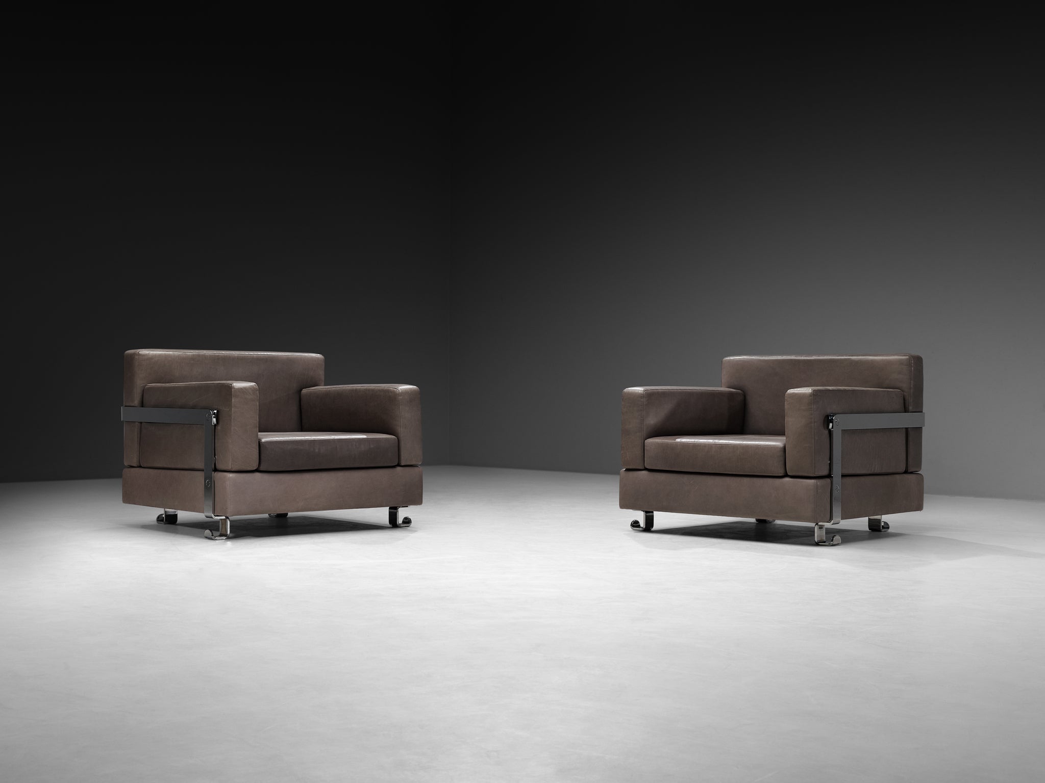 Luigi Caccia Dominioni for Azucena Italian Lounge Chairs in Grey Leath