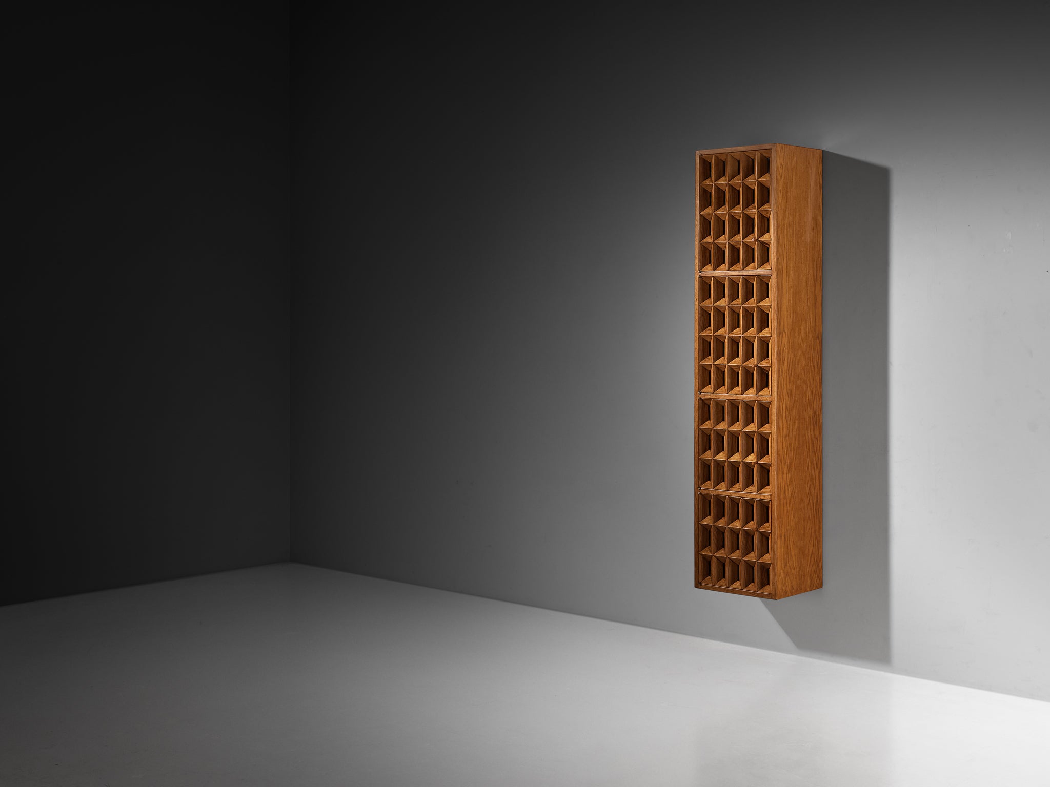Giuseppe Rivadossi for Officina Rivadossi Grid Wall Cabinet in Oak Case pieces and storage cabinets Morentz