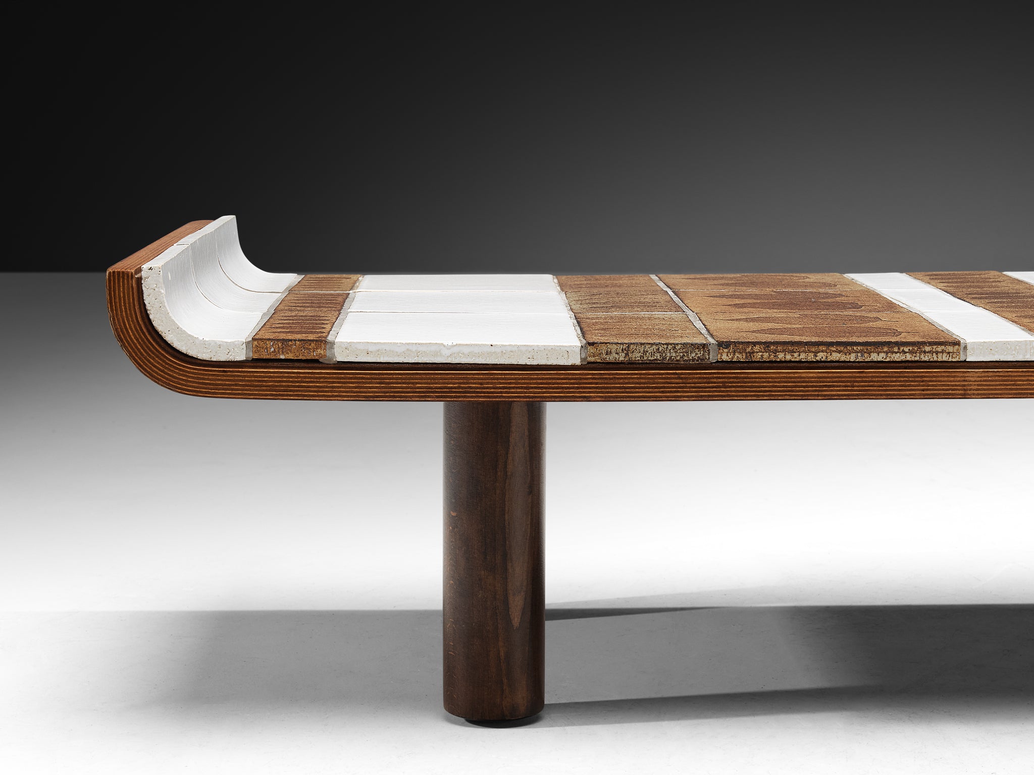 Roger Capron Coffee Table with Curved Edges and Illustrative Ceramic Imprints Tables Morentz