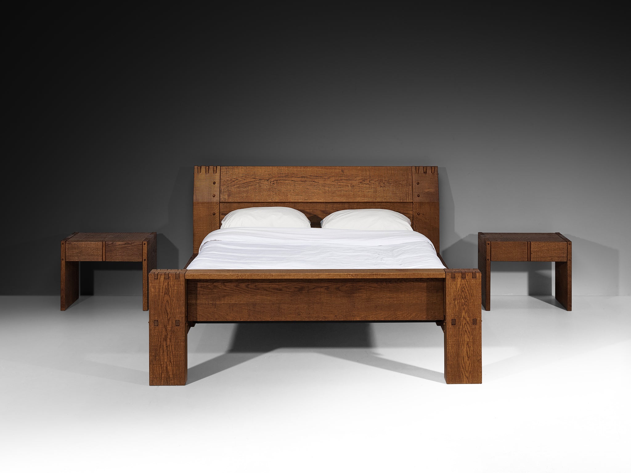 Giuseppe Rivadossi Double Bed Bed with Matching Nightstands in Oak 140cm/55in