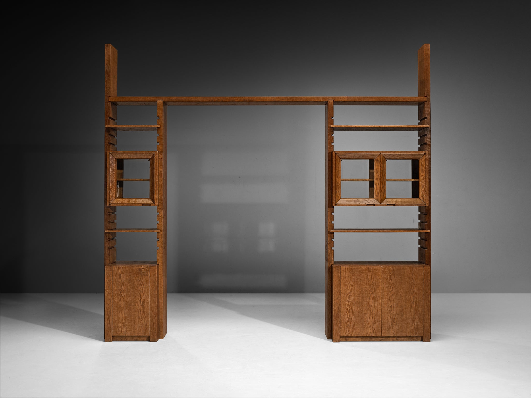 Free-Standing Double-Sided Bookcase and Room Divider in Oak by Giuseppe Rivadossi Case pieces and storage cabinets Morentz