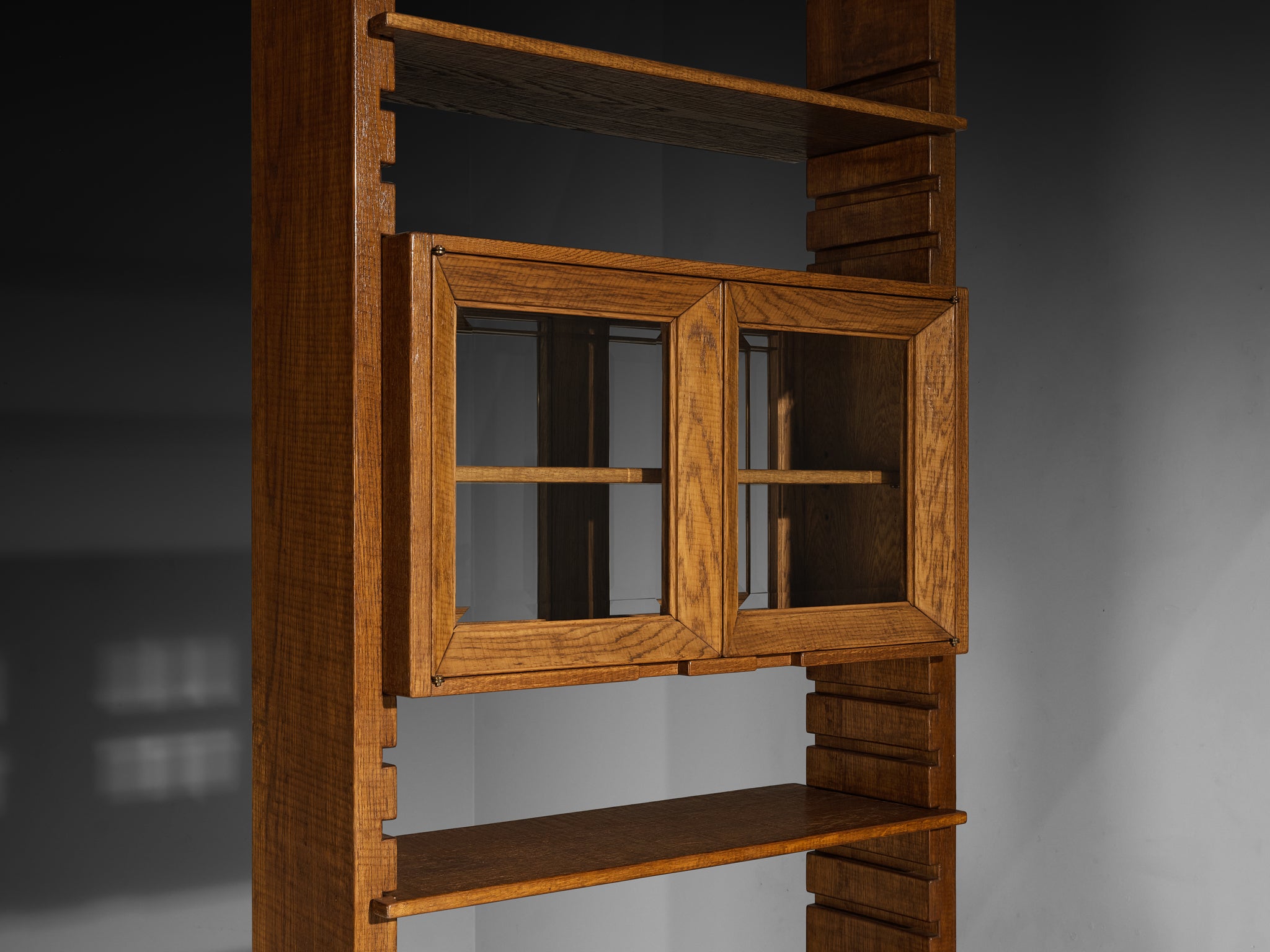 Free-Standing Double-Sided Bookcase and Room Divider in Oak by Giuseppe Rivadossi