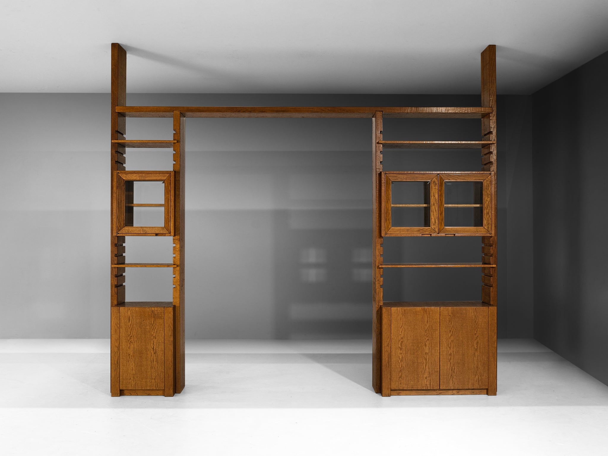 Free-Standing Double-Sided Bookcase and Room Divider in Oak by Giuseppe Rivadossi Case pieces and storage cabinets Morentz