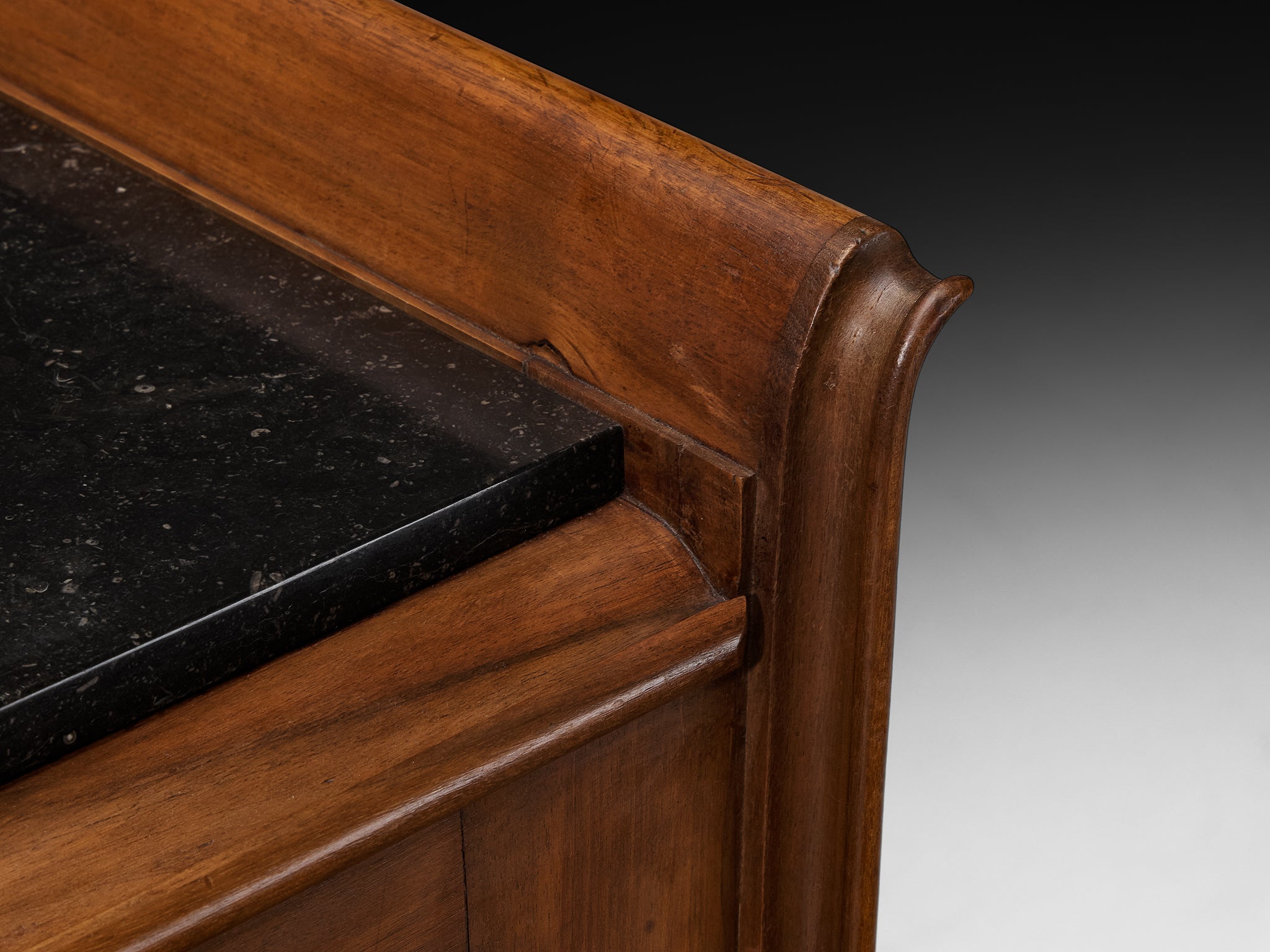 1940s French Art Deco Cabinet in Solid Walnut and Fossil Stone Case pieces and storage cabinets Morentz