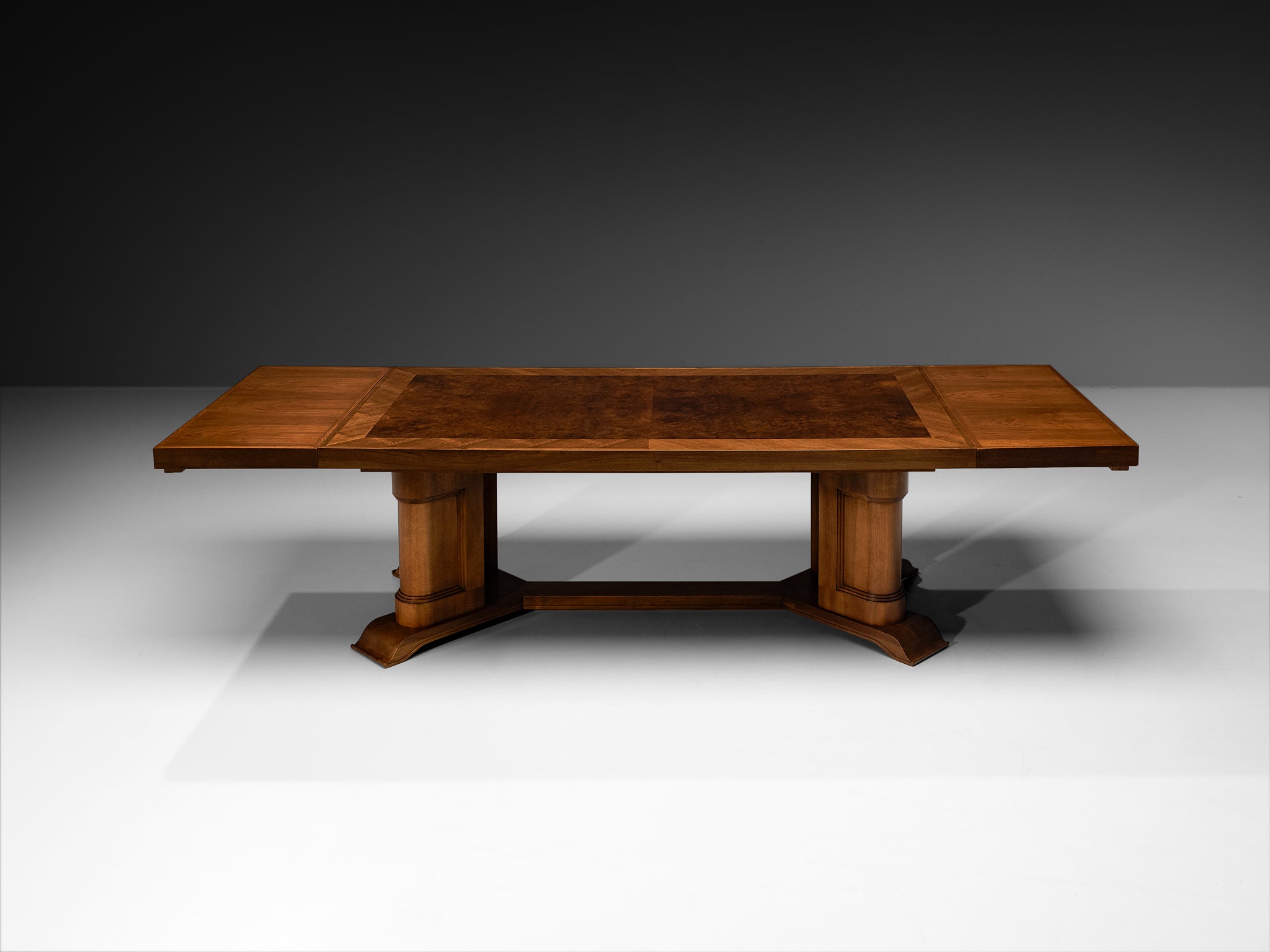 European Art Deco 1930s Dining Table in Walnut Burl Tables Morentz