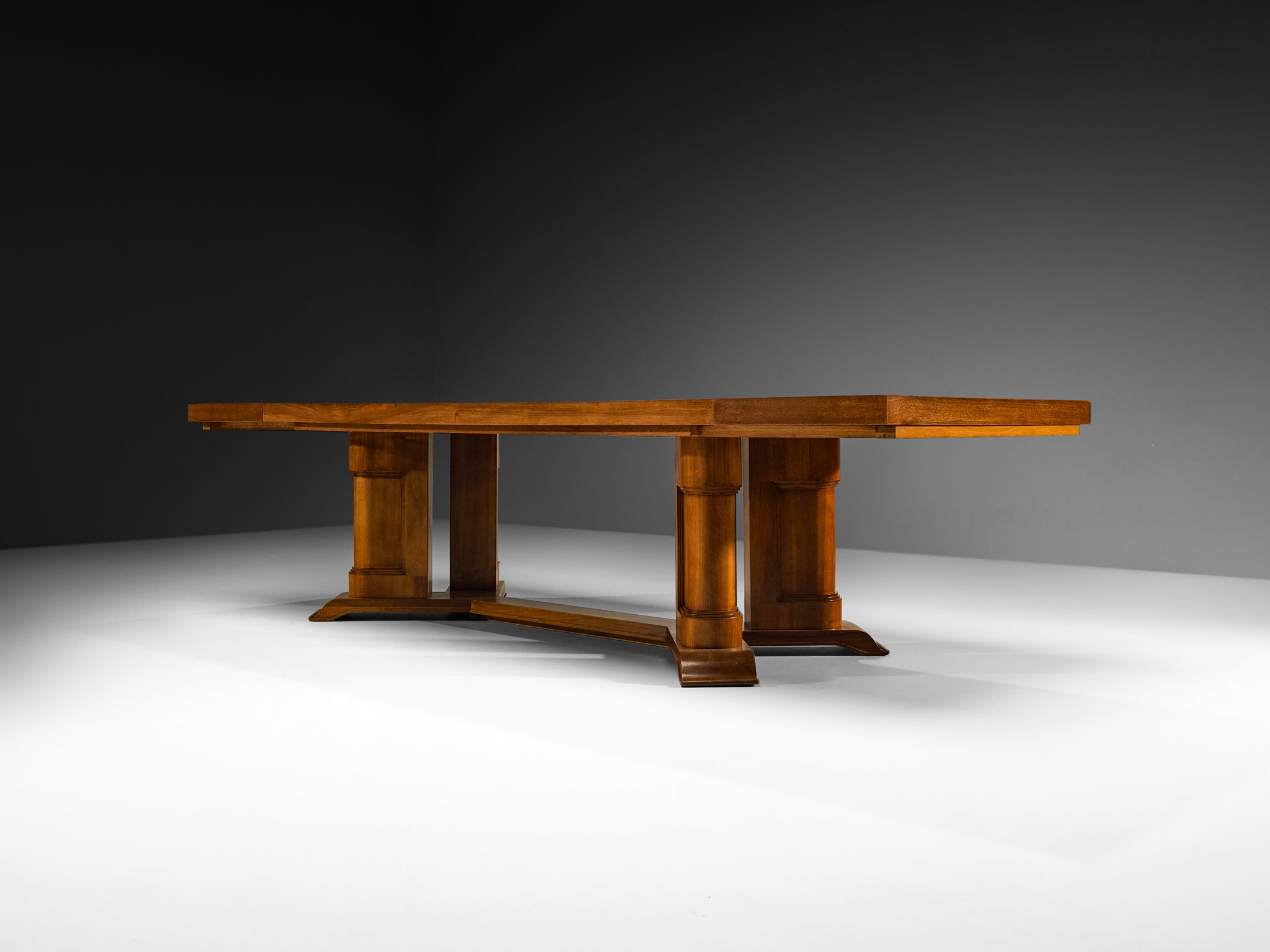 European Art Deco 1930s Dining Table in Walnut Burl Tables Morentz