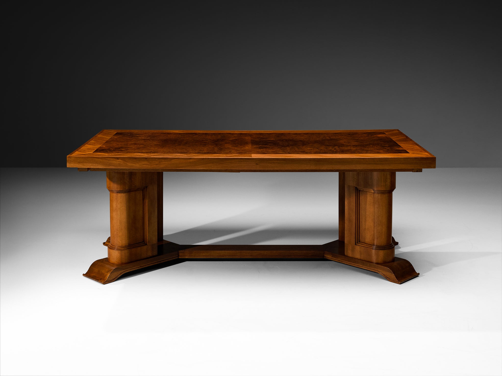 European Art Deco 1930s Dining Table in Walnut Burl Tables Morentz