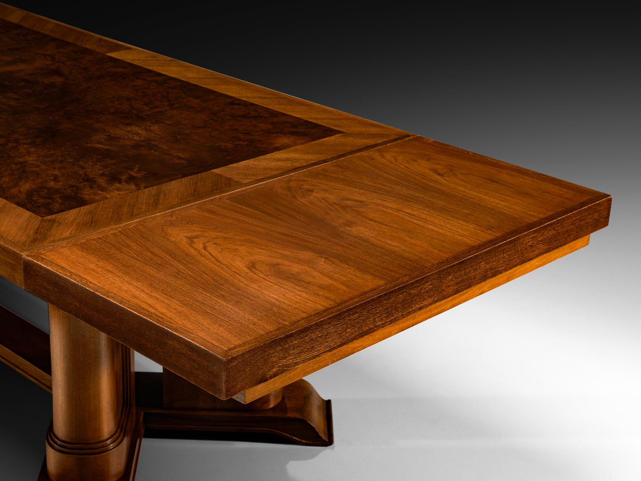 European Art Deco 1930s Dining Table in Walnut Burl Tables Morentz