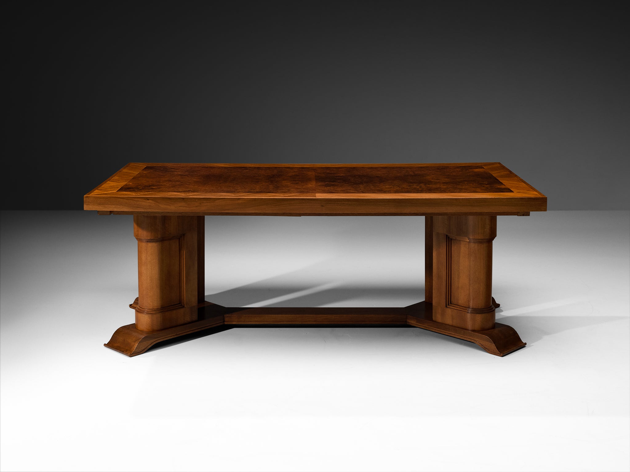European Art Deco 1930s Dining Table in Walnut Burl Tables Morentz