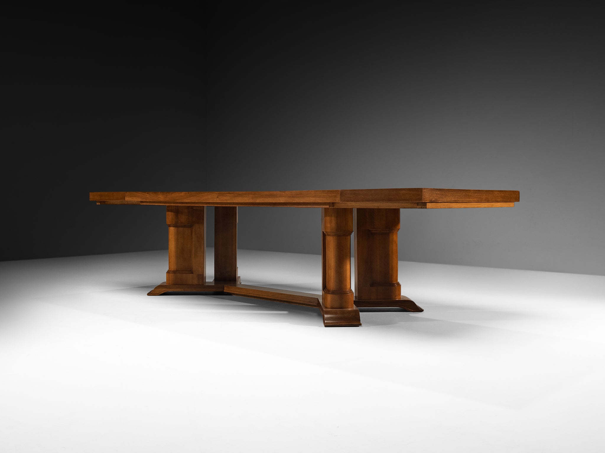 European Art Deco 1930s Dining Table in Walnut Burl Tables Morentz