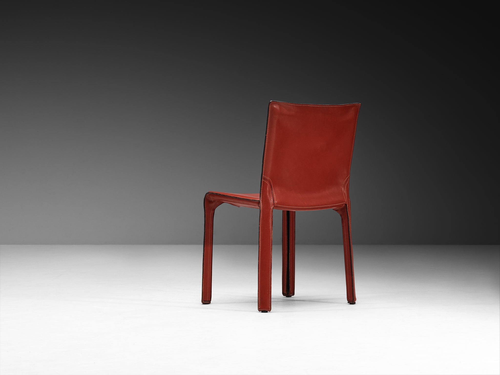 Mario Bellini for Cassina Set of Six 'Cab' Dining Chairs in Red Brown Leather Seating Morentz