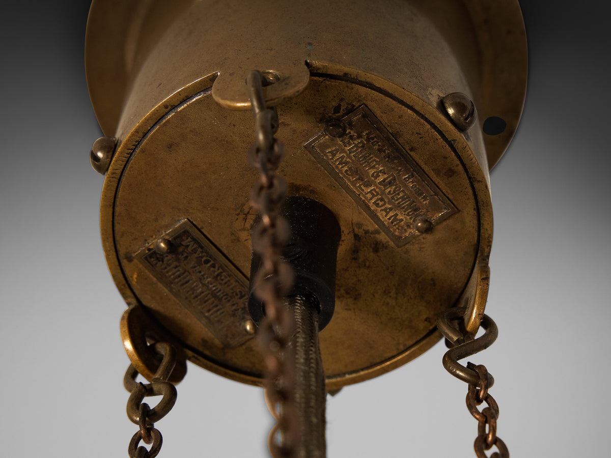 Rare Jac. van den Bosch for 't Binnenhuis Arts & Crafts Chandelier in Brass Lighting Morentz