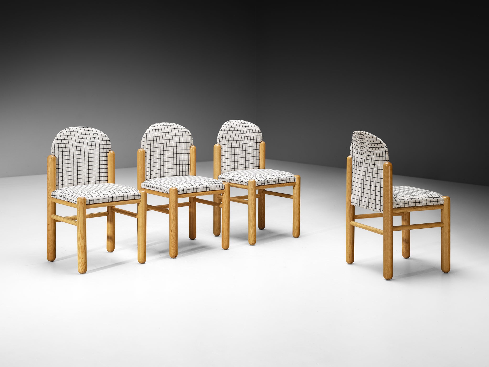 Set of Four 1960s Italian Dining Chairs in Ash Seating Morentz