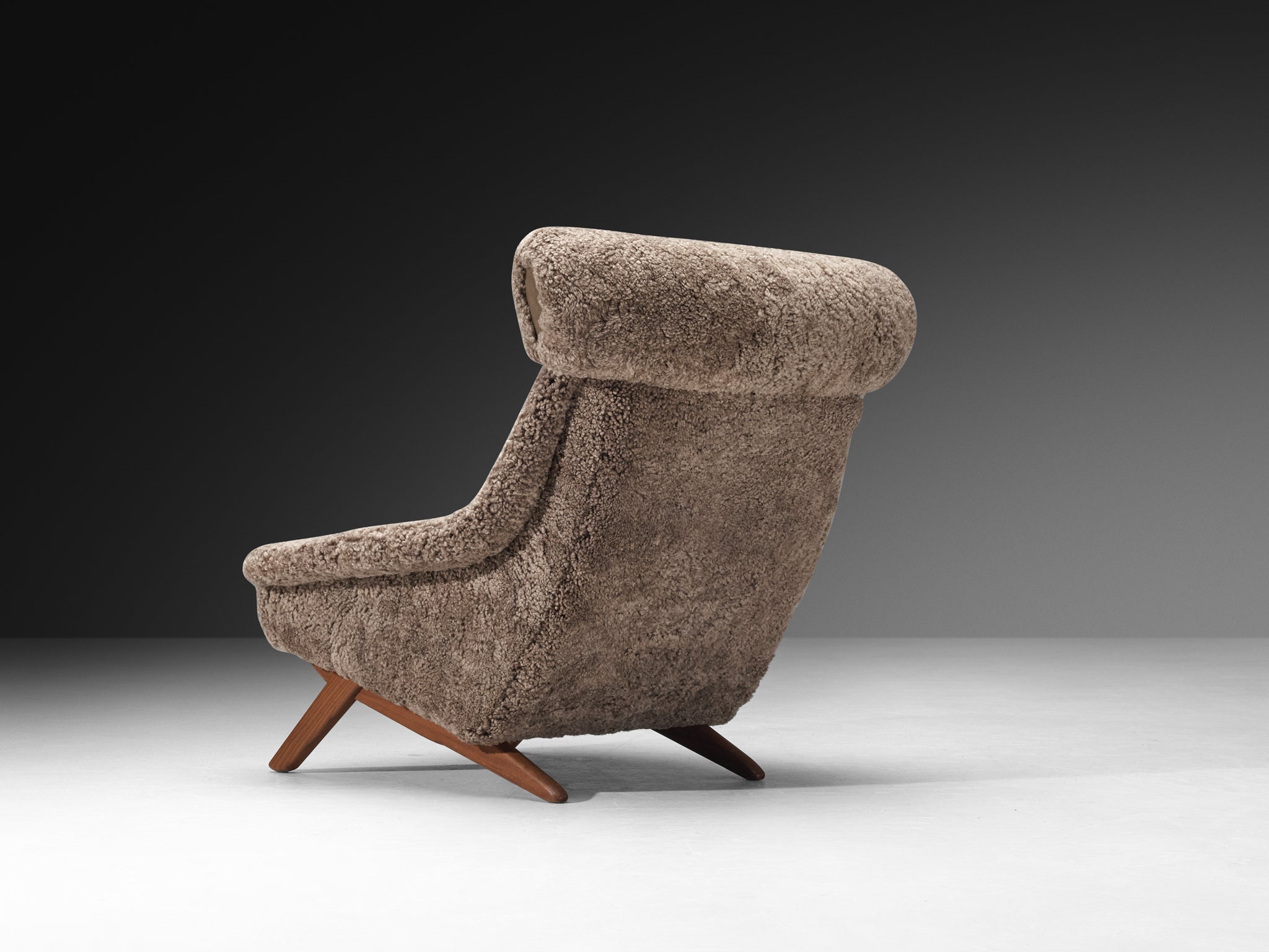 Illum Wikkelsø 'Ox' Lounge Chair in Grey Sheepskin Seating Morentz