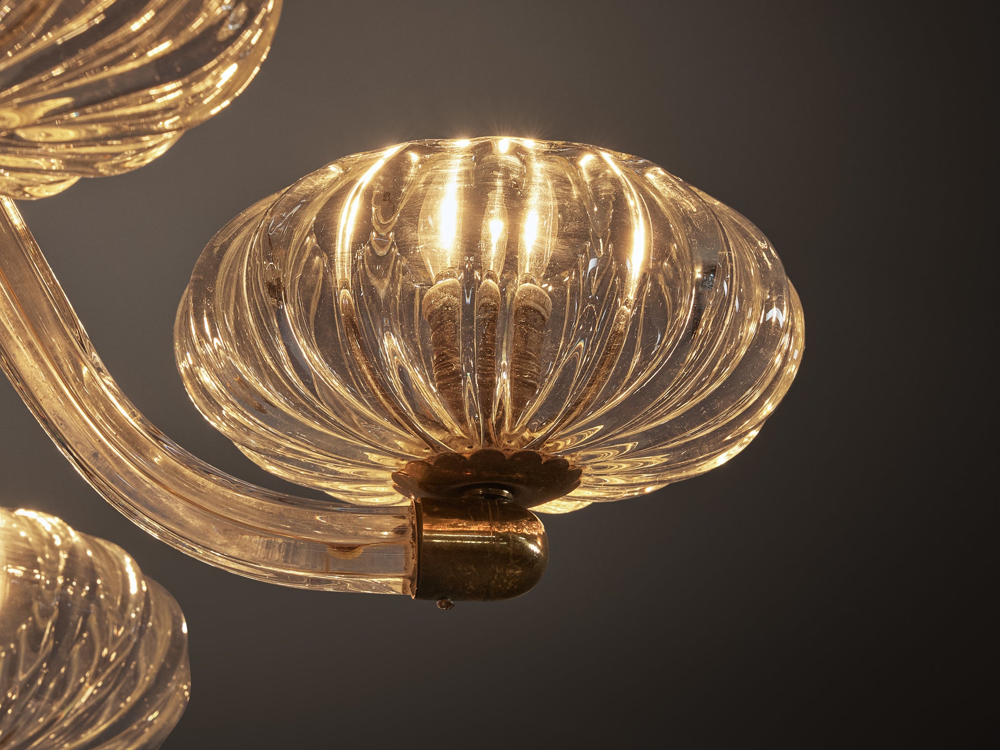 Italian Art Deco Murano Glass Chandelier with Star Ceiling Accent Lighting Morentz