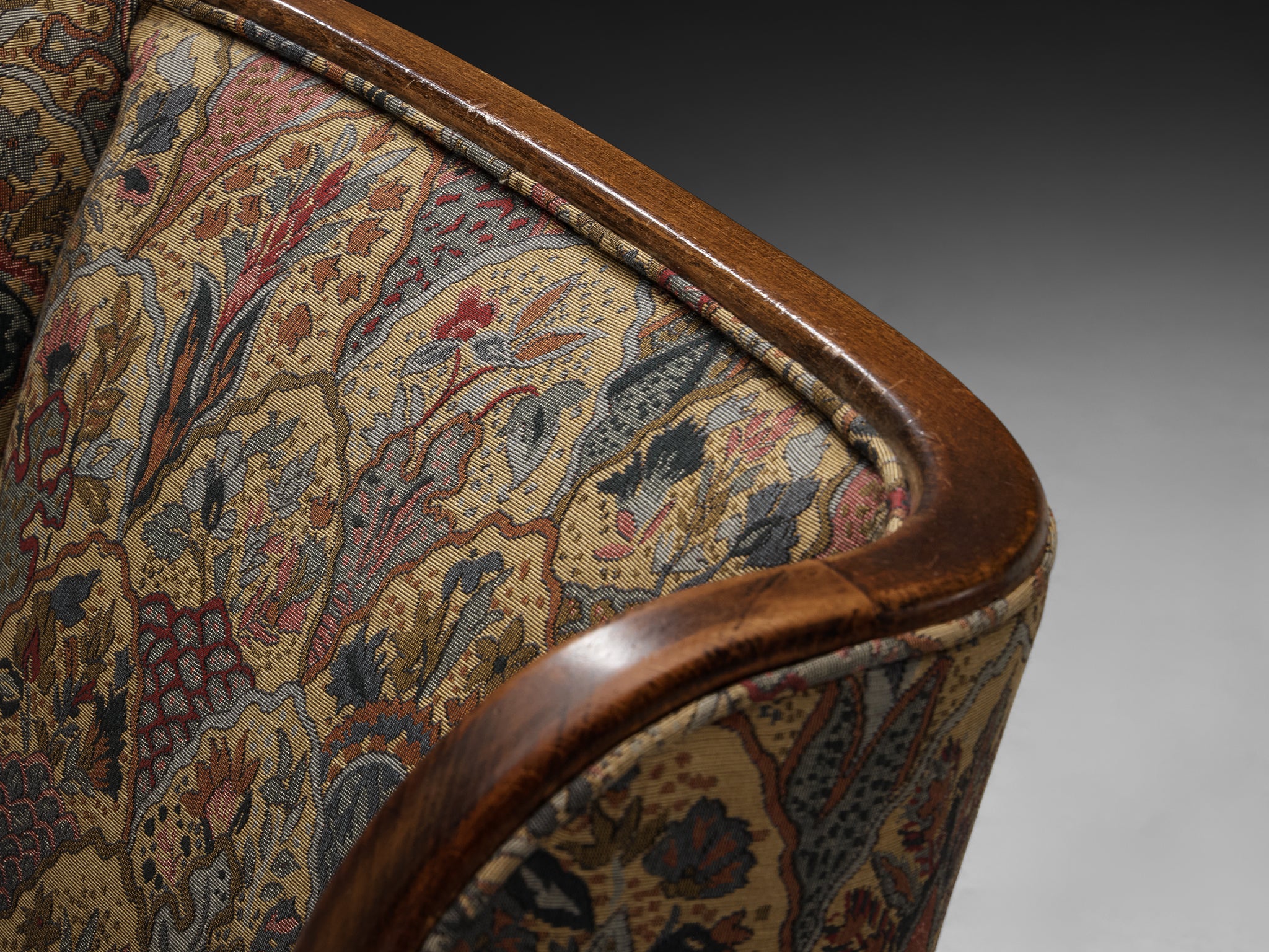 Pair of Art Deco Lounge Chairs in Patterned Fabric Seating Morentz