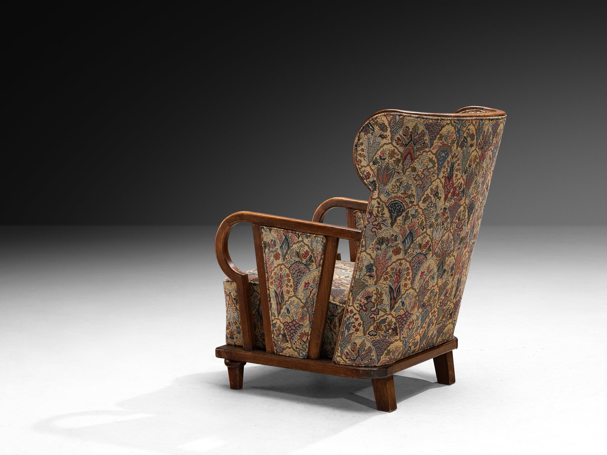 Pair of Art Deco Lounge Chairs in Patterned Fabric Seating Morentz