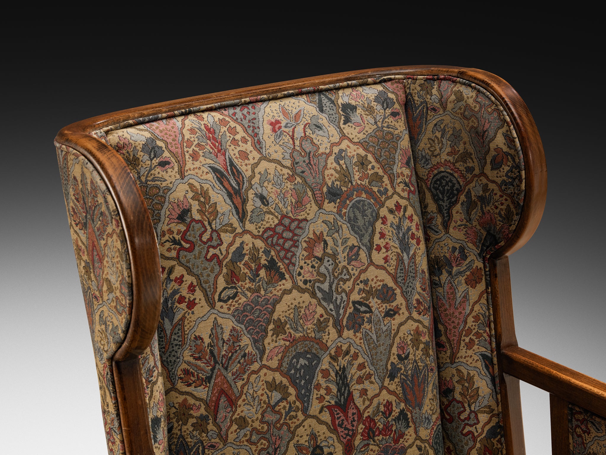 Pair of Art Deco Lounge Chairs in Patterned Fabric Seating Morentz