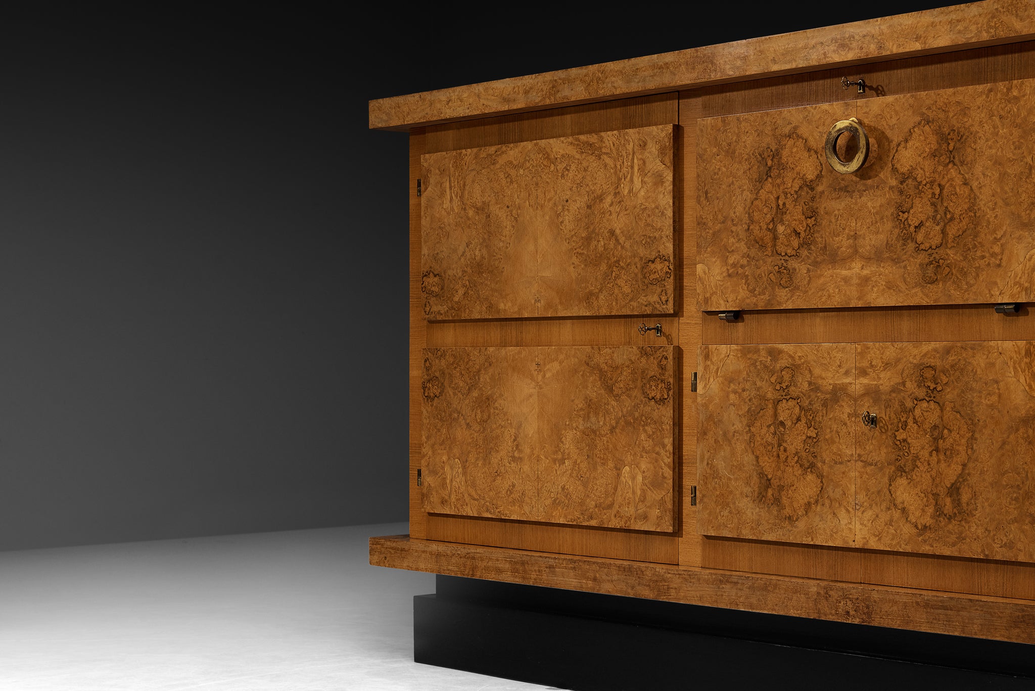 Substantial Art Deco Sideboard in Walnut Burl Case pieces and storage cabinets Morentz