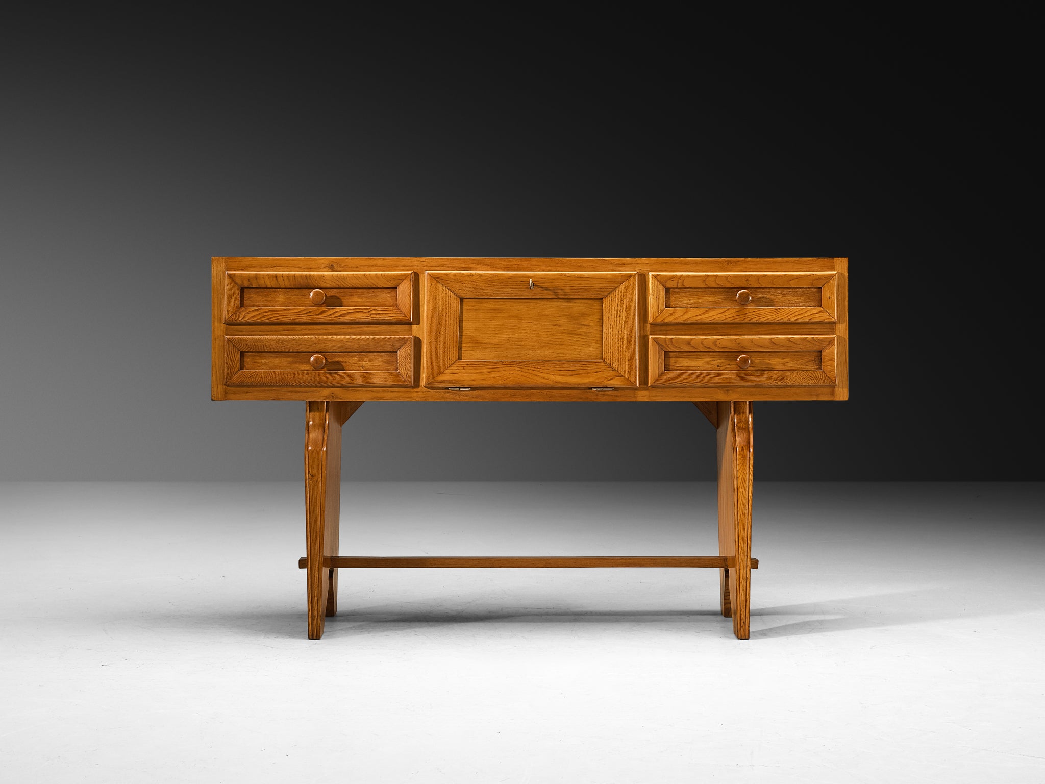 1940s Italian Mid-Century Modern High Cabinet in Chestnut Case pieces and storage cabinets Morentz