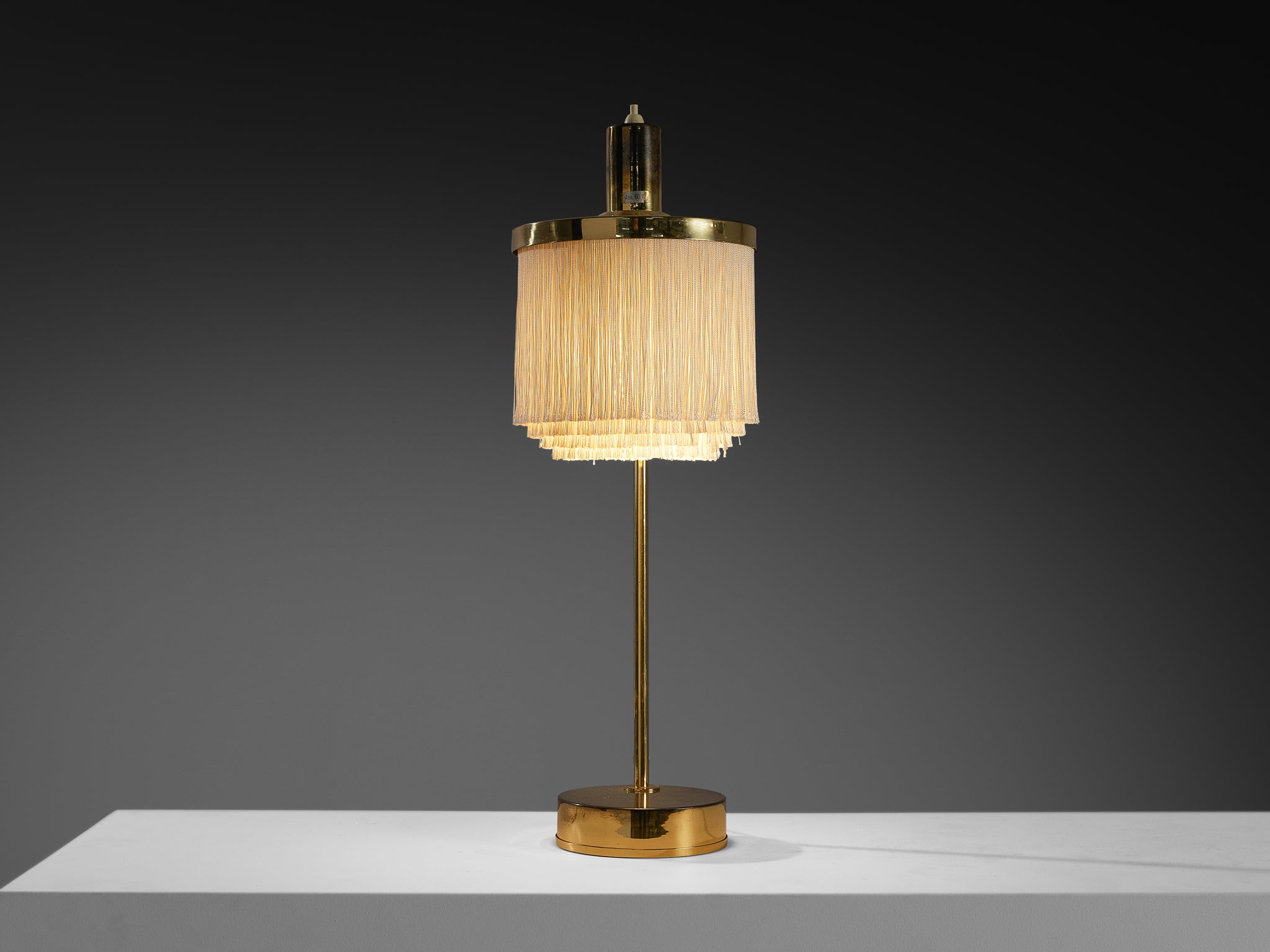 Hans Agne Jakobsson 'B140' Table Lamp in Brass with Silk Fringe Lighting Morentz